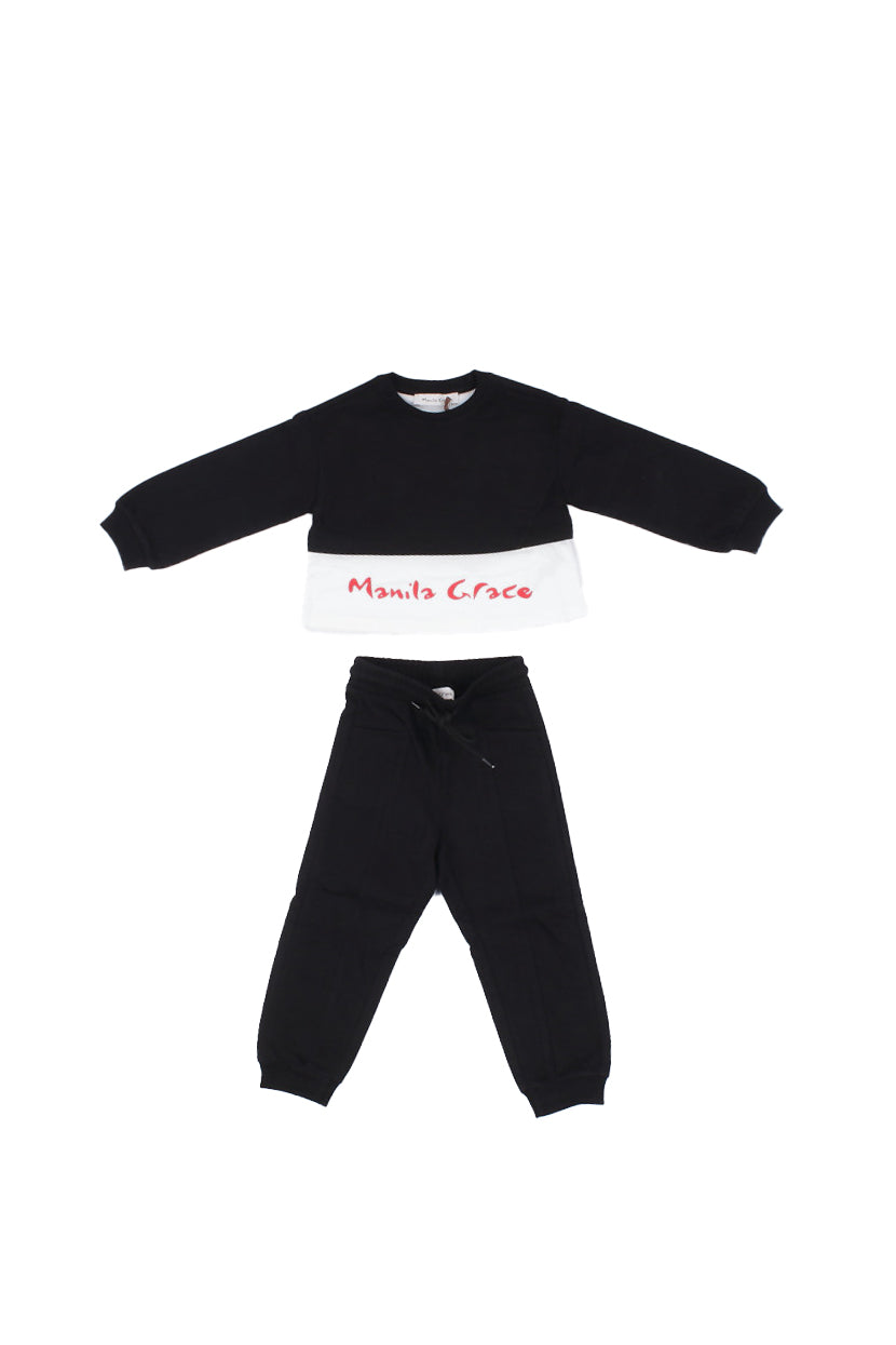 MANILA GRACE Bambina Completo MB3065W25 MA001 Felpa pantalone Nero