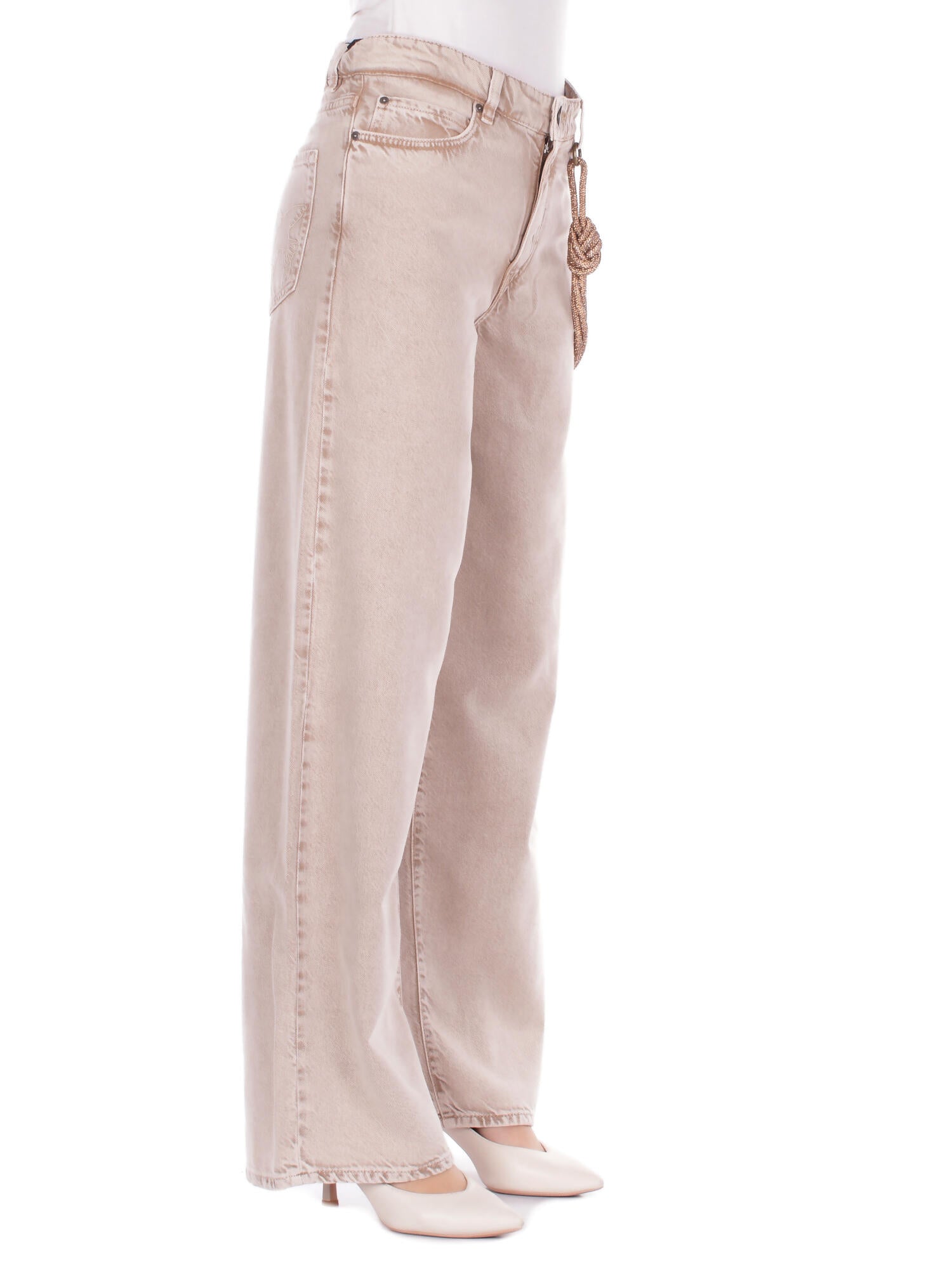 Image of PINKO Donna Pantalone 104601A33R C88 Lauryn loose bull slegato Beige