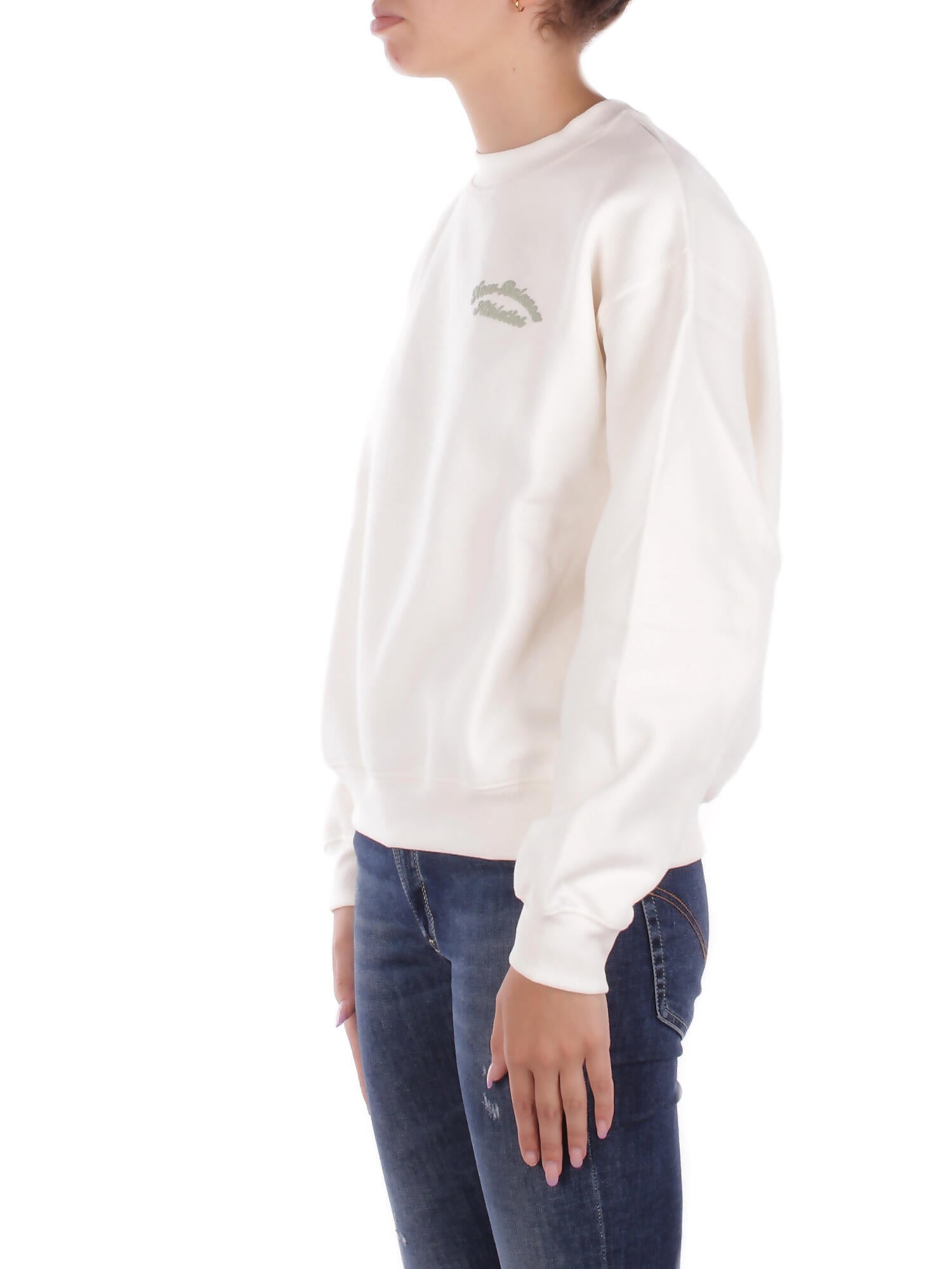 NEW BALANCE Donna Felpa WT53516 PEF Linear heritage fleece crew Panna