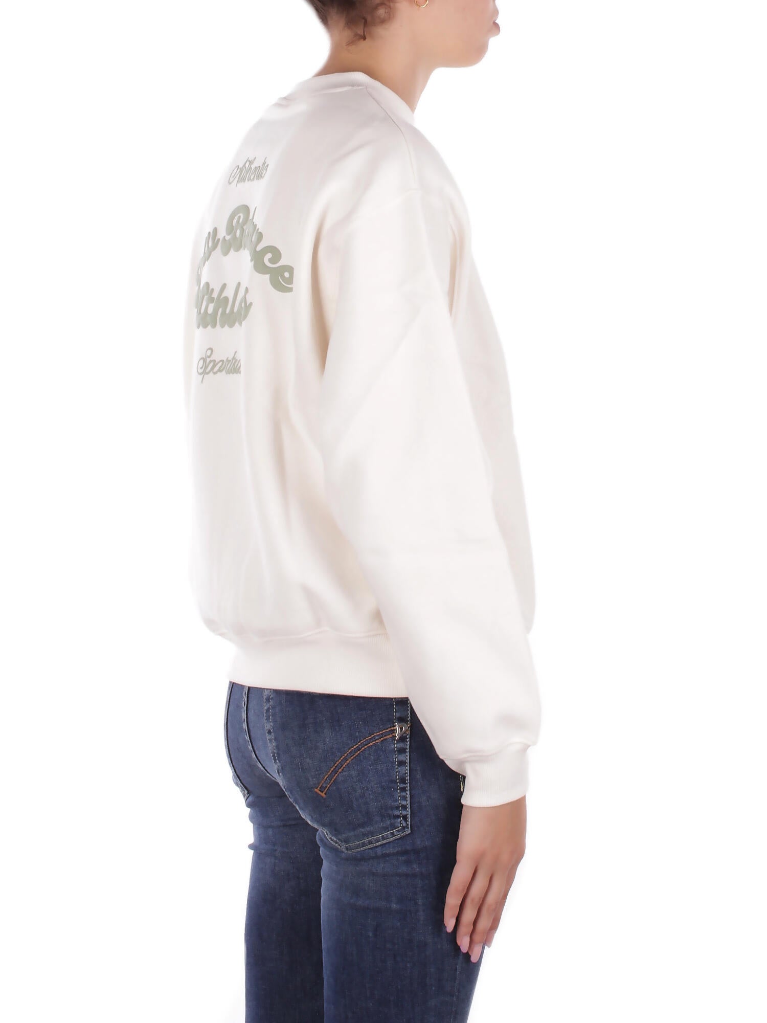 NEW BALANCE Donna Felpa WT53516 PEF Linear heritage fleece crew Panna
