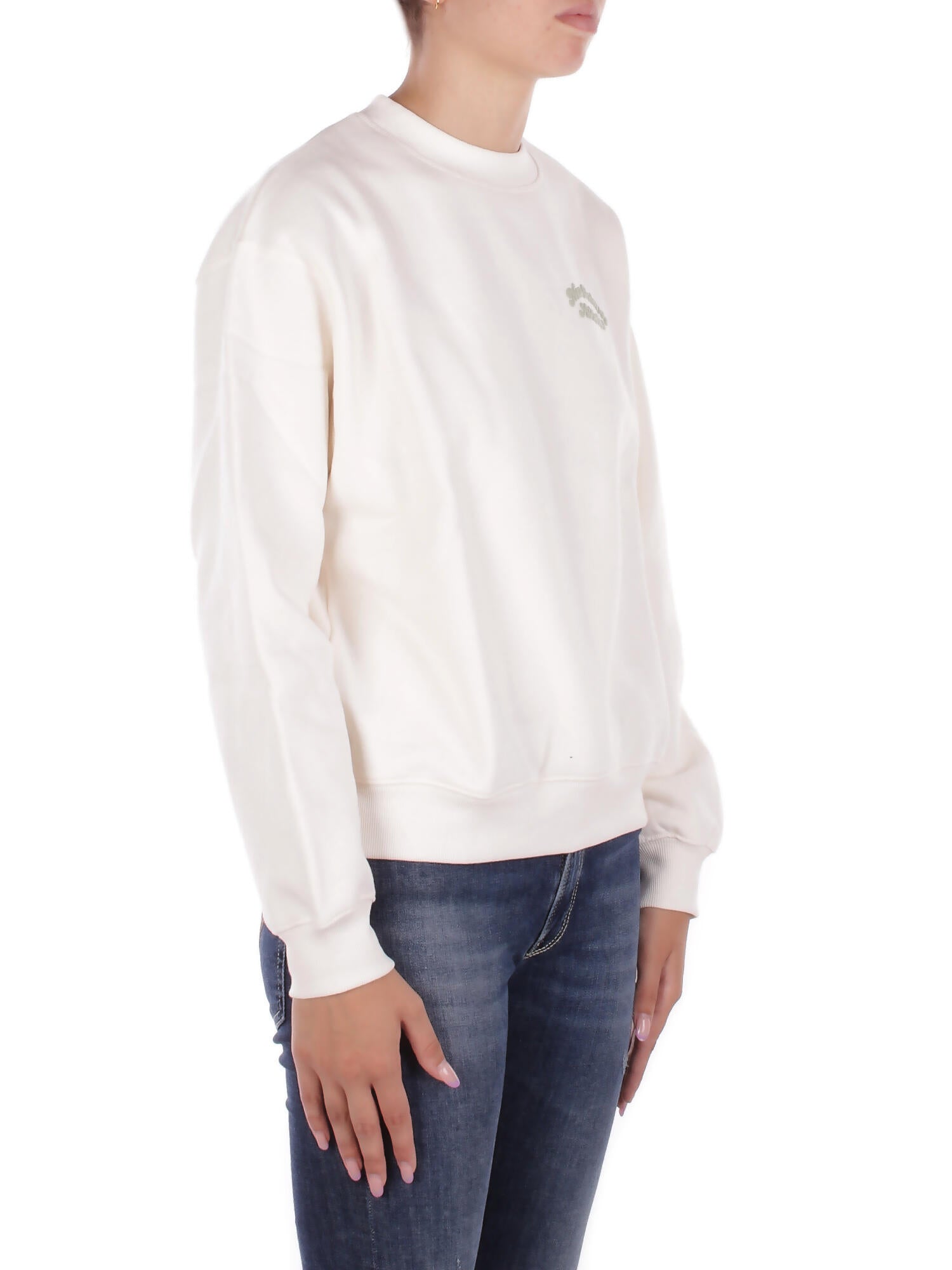 Image of NEW BALANCE Donna Felpa WT53516 PEF Linear heritage fleece crew Panna