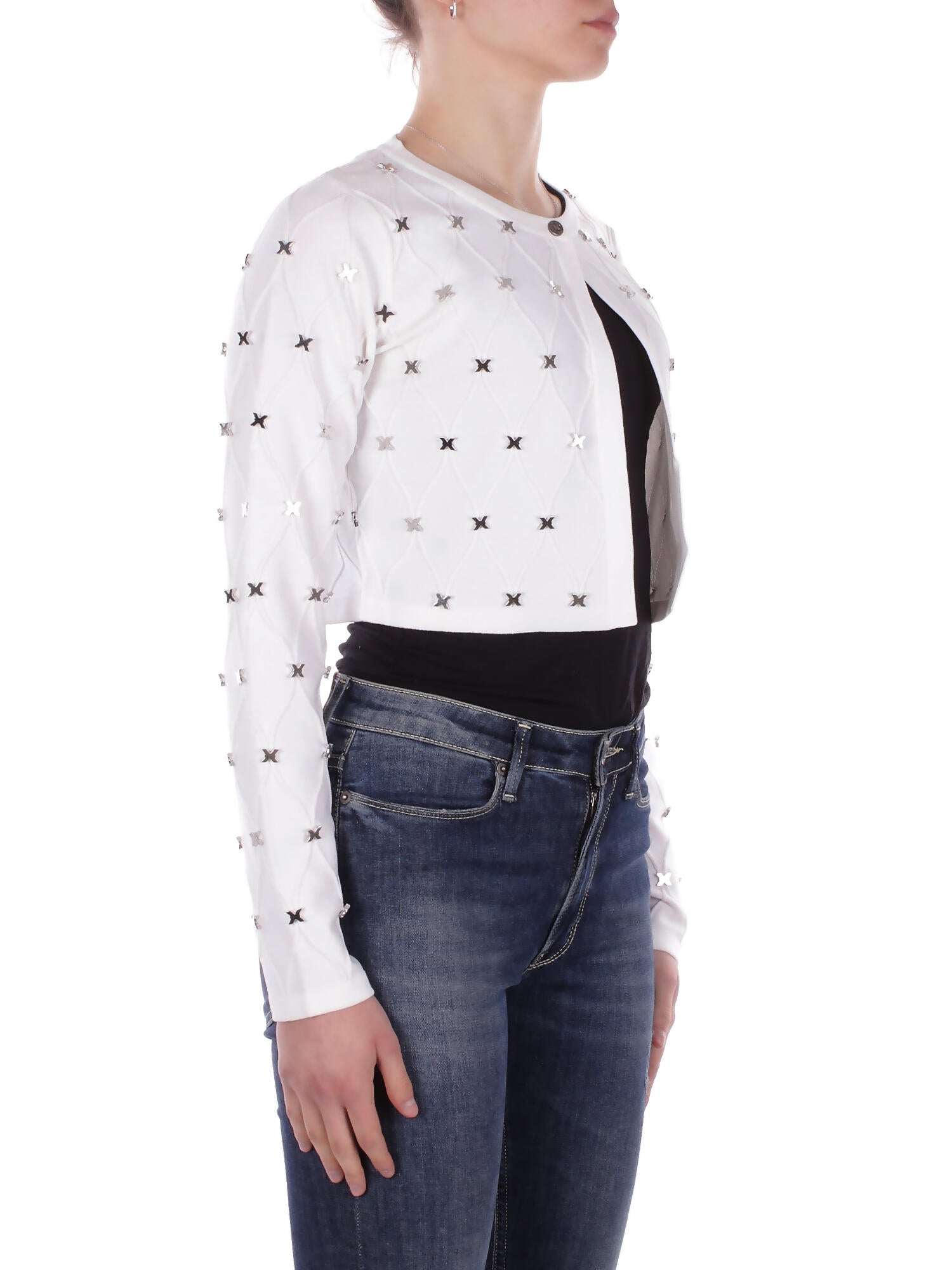Image of JOHN RICHMOND Donna Maglia UWP26088CDJG WHITE Cardigan crop faraka White