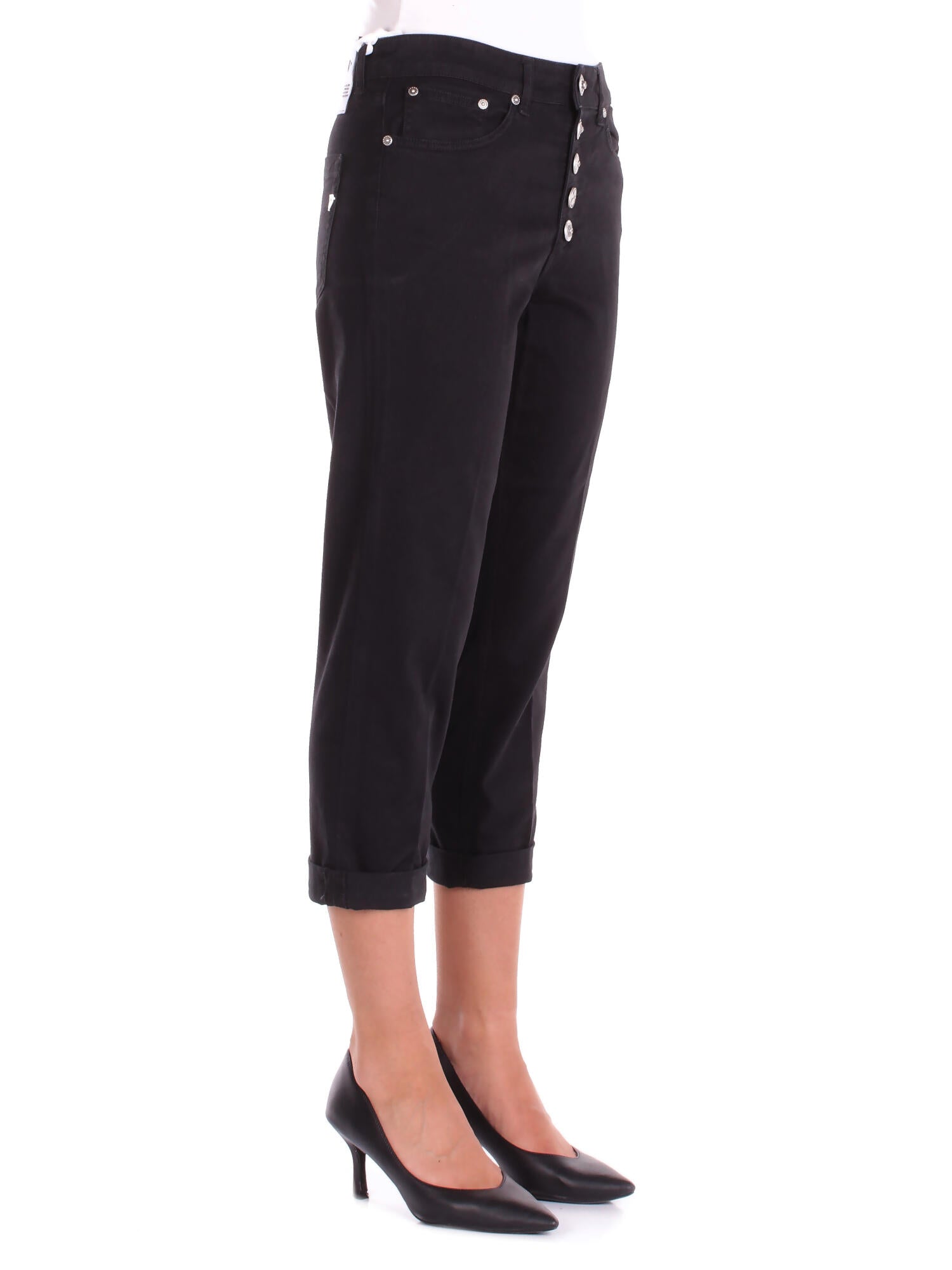 Image of DONDUP Donna Pantalone DP268B GSE043PTD 999 Pantalone koons bott gioiello Nero