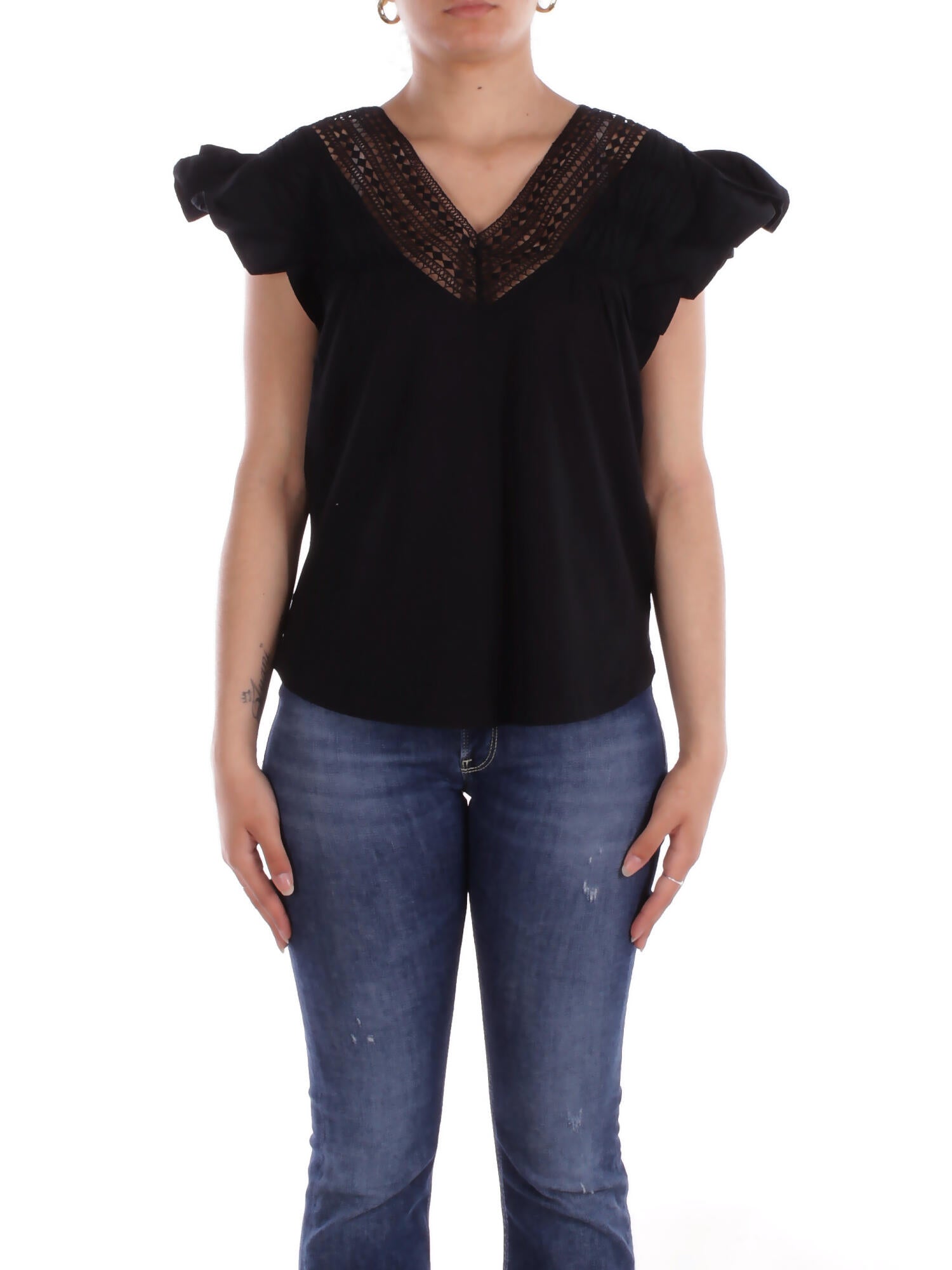RALPH LAUREN Donna Maglia 200963917 001 Belflorisa short sleeve pullov Black