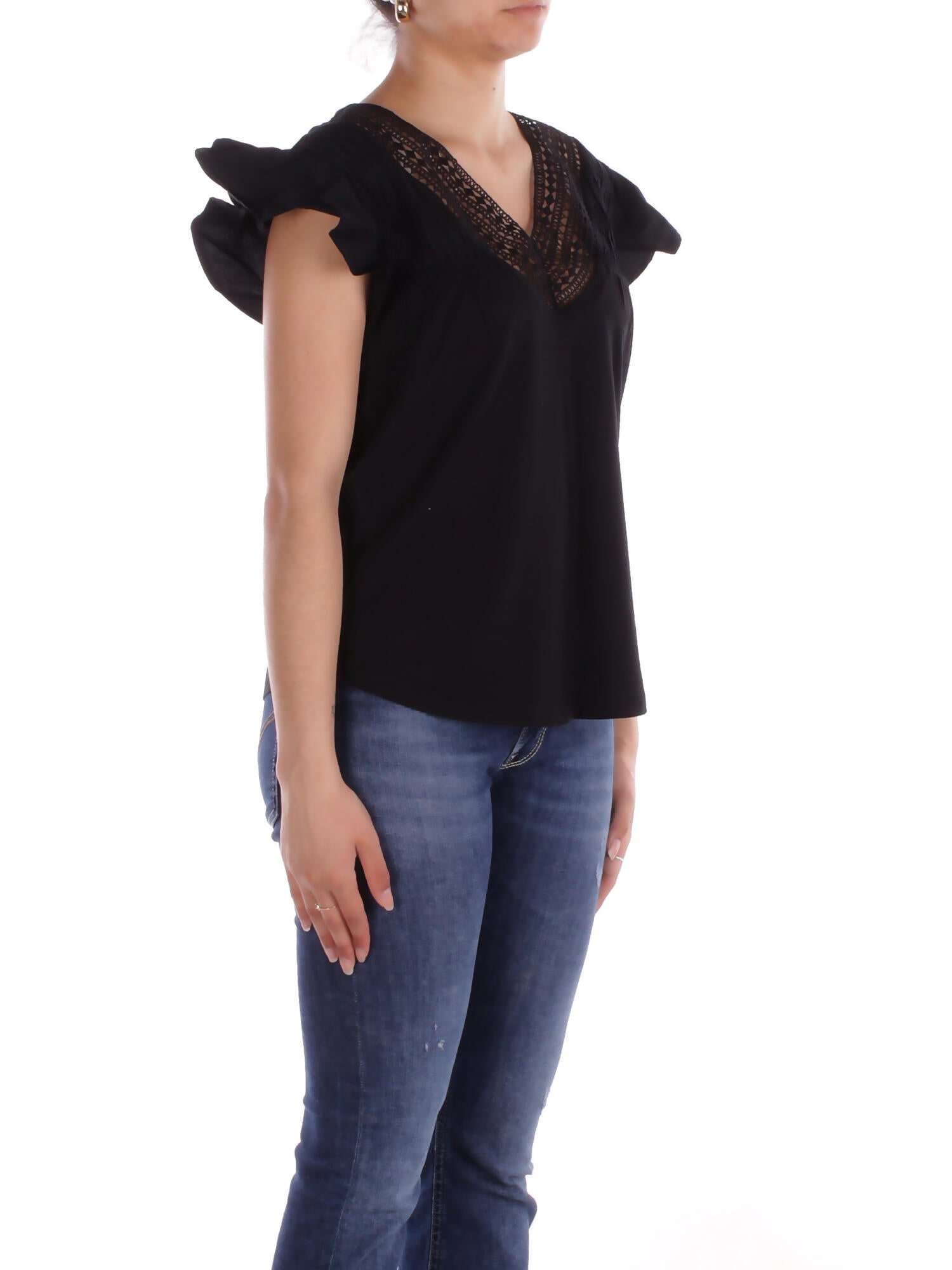 RALPH LAUREN Donna Maglia 200963917 001 Belflorisa short sleeve pullov Black