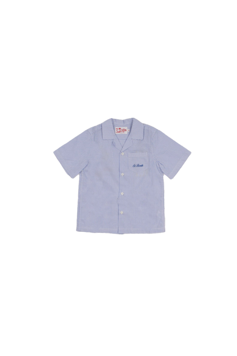 MC2 SAINT BARTH Bambino Camicia KALE002 01187H 31 Kalea jr cot stripes too cool Celeste