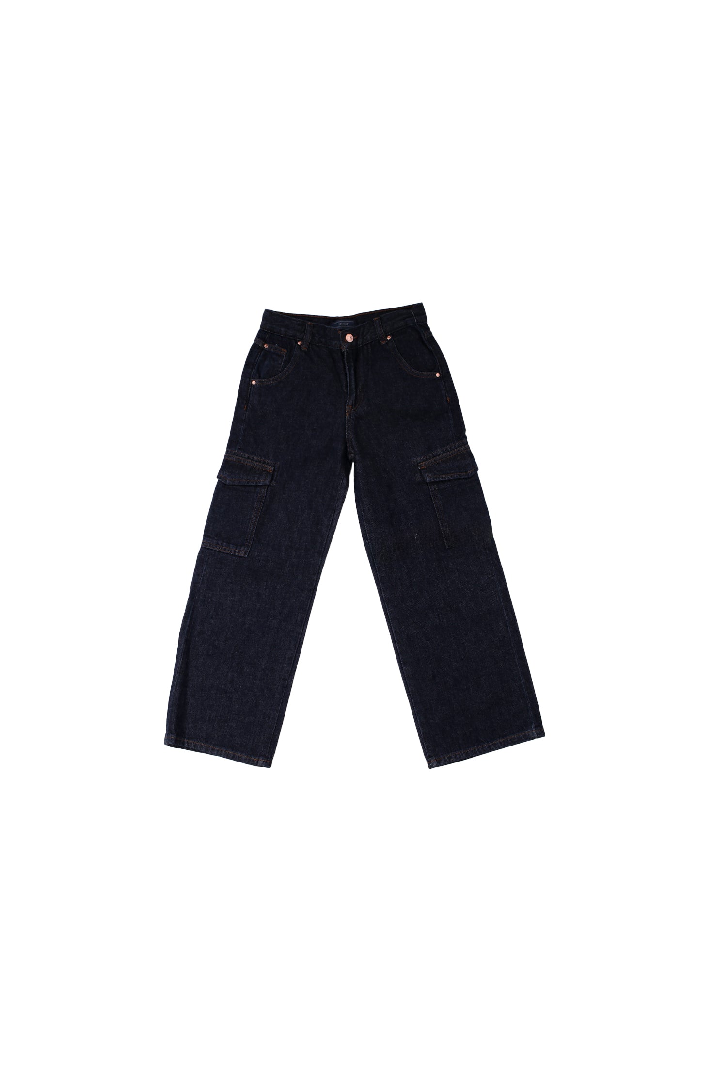 Image of GUESS Bambina Pantalone J5RA14 D45E0 RNOK Rigid dnm wide leg cargo pant Denim washed