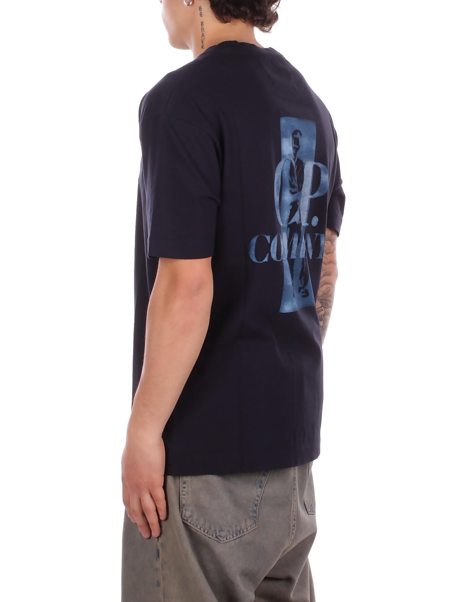 CP COMPANY Uomo T-shirt 20CMTS143A110579W 888 30/1 jersey comfort logo t-shi Total eclipse