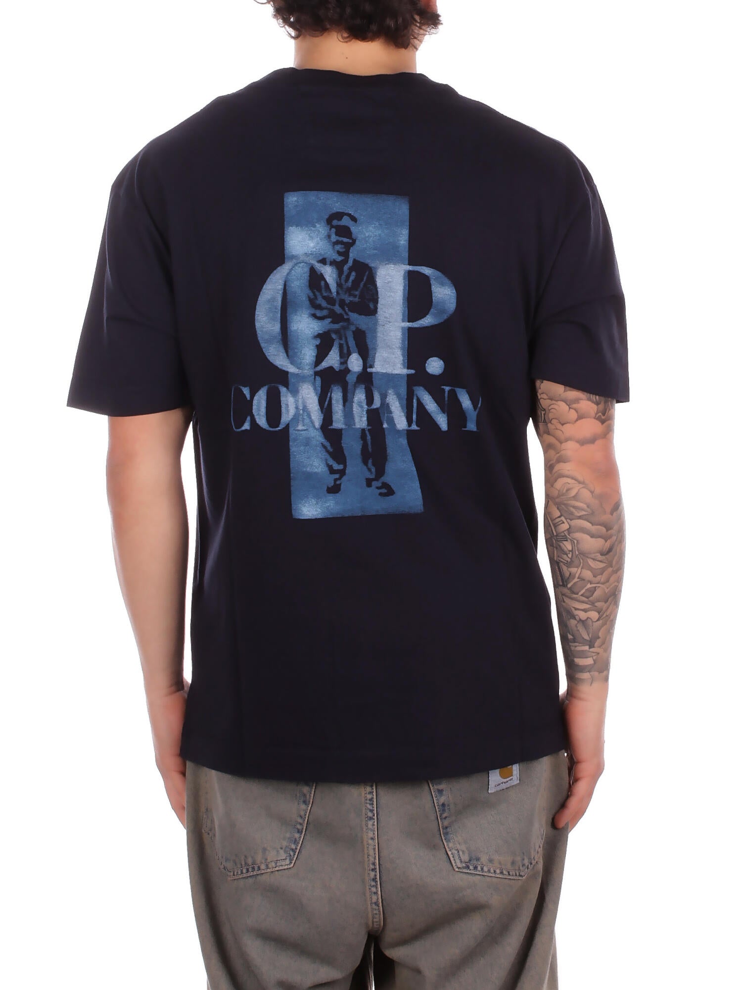 Image of CP COMPANY Uomo T-shirt 20CMTS143A110579W 888 30/1 jersey comfort logo t-shi Total eclipse