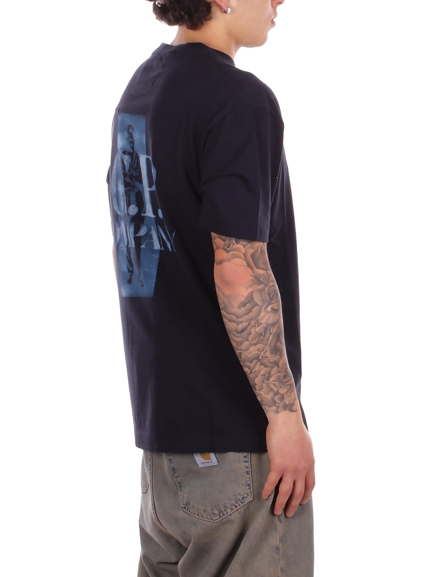 Image of CP COMPANY Uomo T-shirt 20CMTS143A110579W 888 30/1 jersey comfort logo t-shi Total eclipse