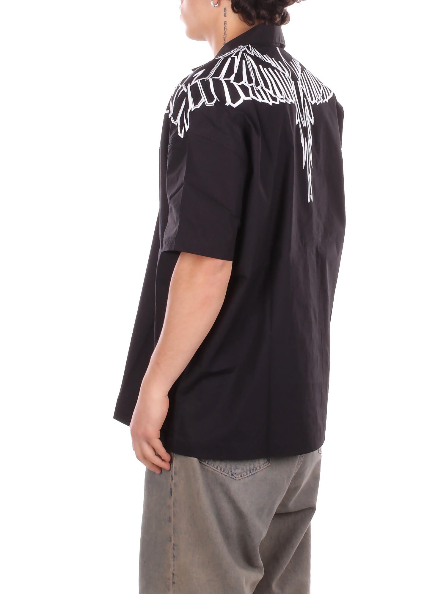 MARCELO BURLON COUNTY OF MILAN Uomo Camicia S6CMMASI009 110 Popeline shirt man Black