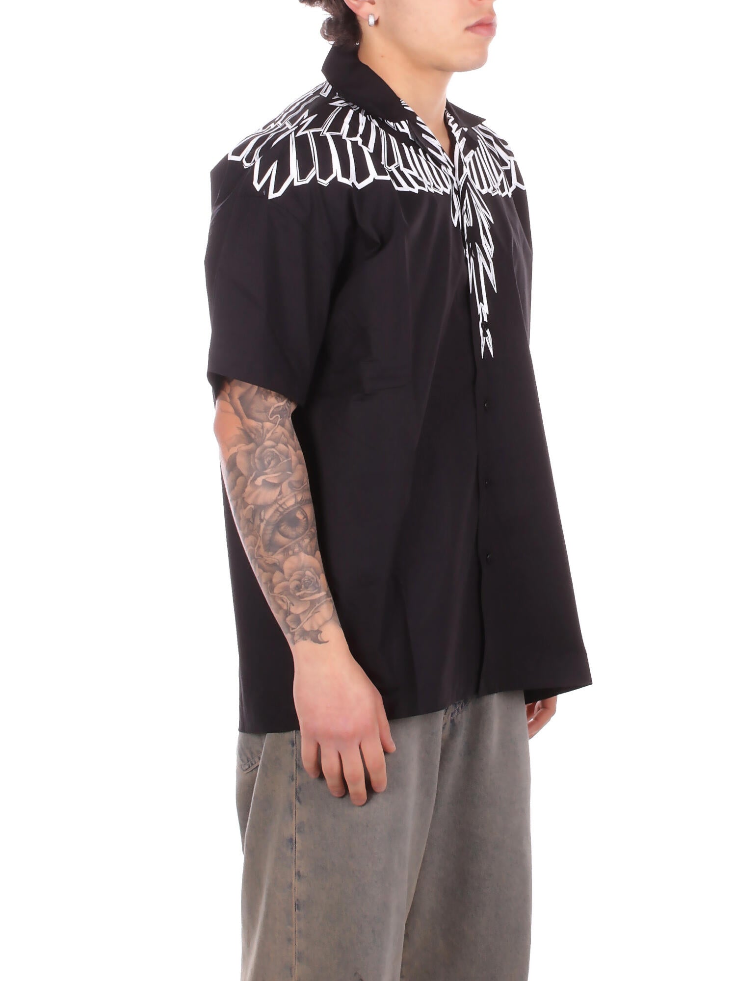 MARCELO BURLON COUNTY OF MILAN Uomo Camicia S6CMMASI009 110 Popeline shirt man Black