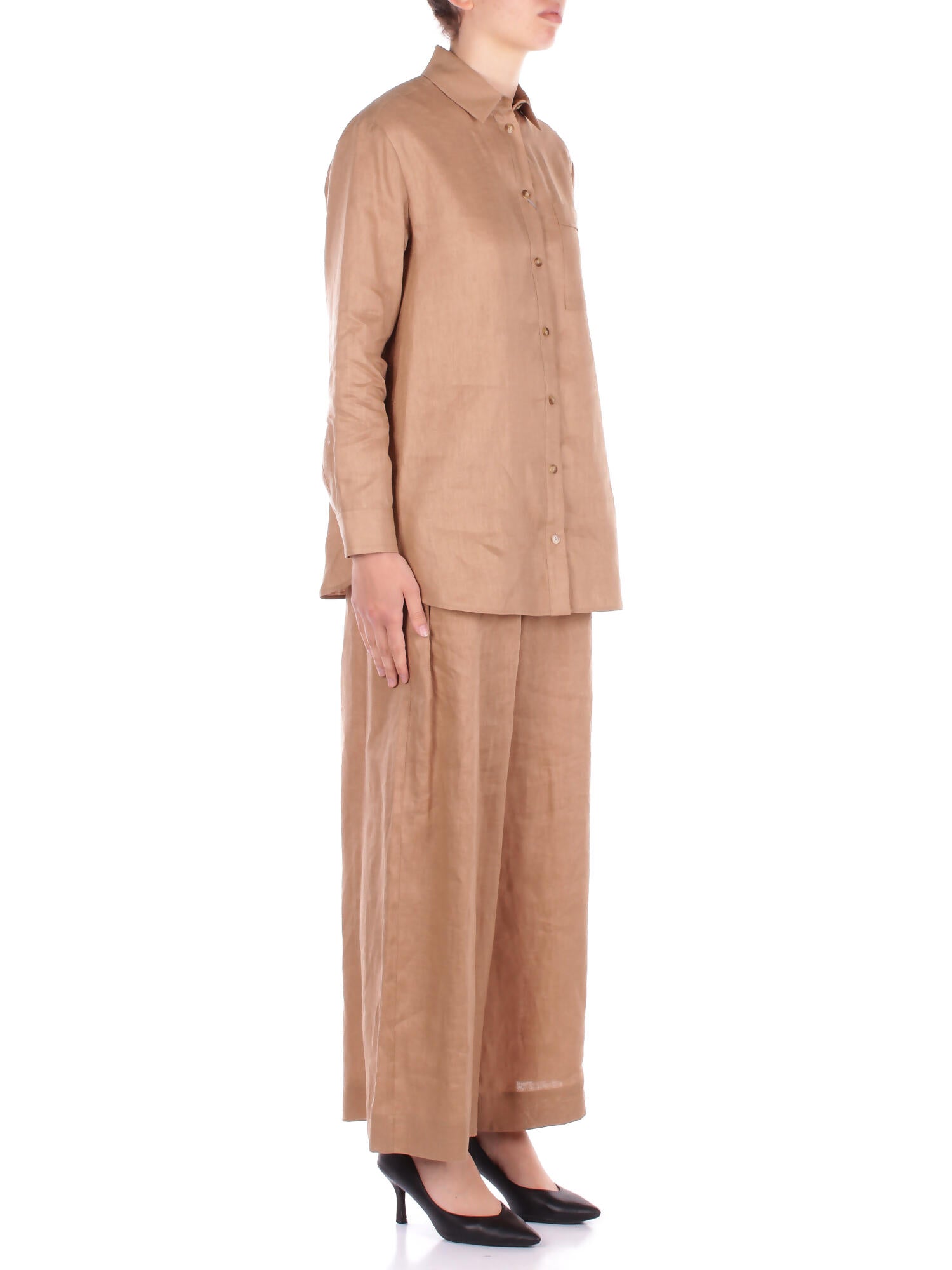 Image of MAX MARA Donna Camicia NOEL 008 Camicia puro lino lavata Cammello