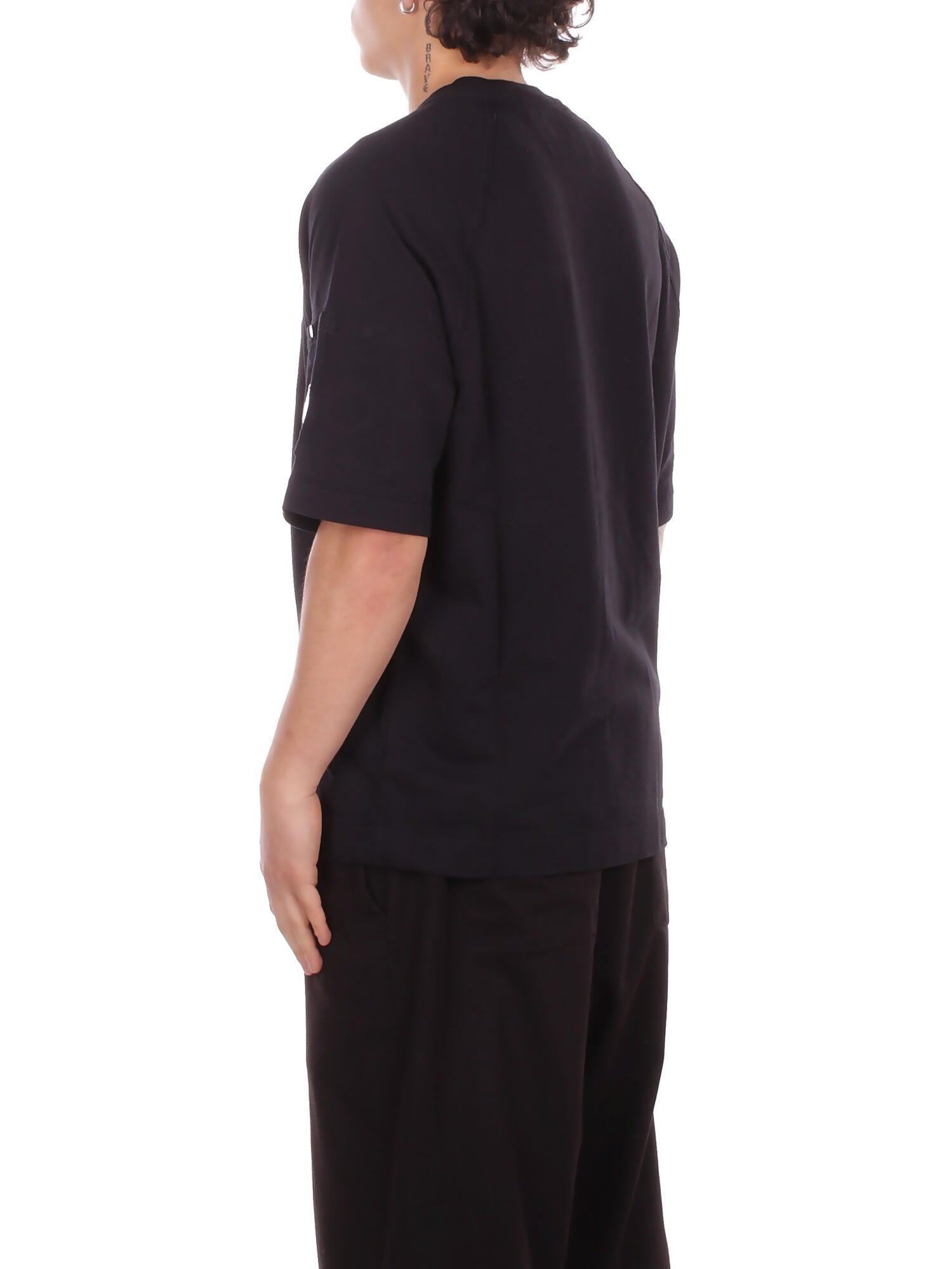CP COMPANY Uomo T-shirt 20CMSS034A002246G 999 Light fleece short sleve sweat Black