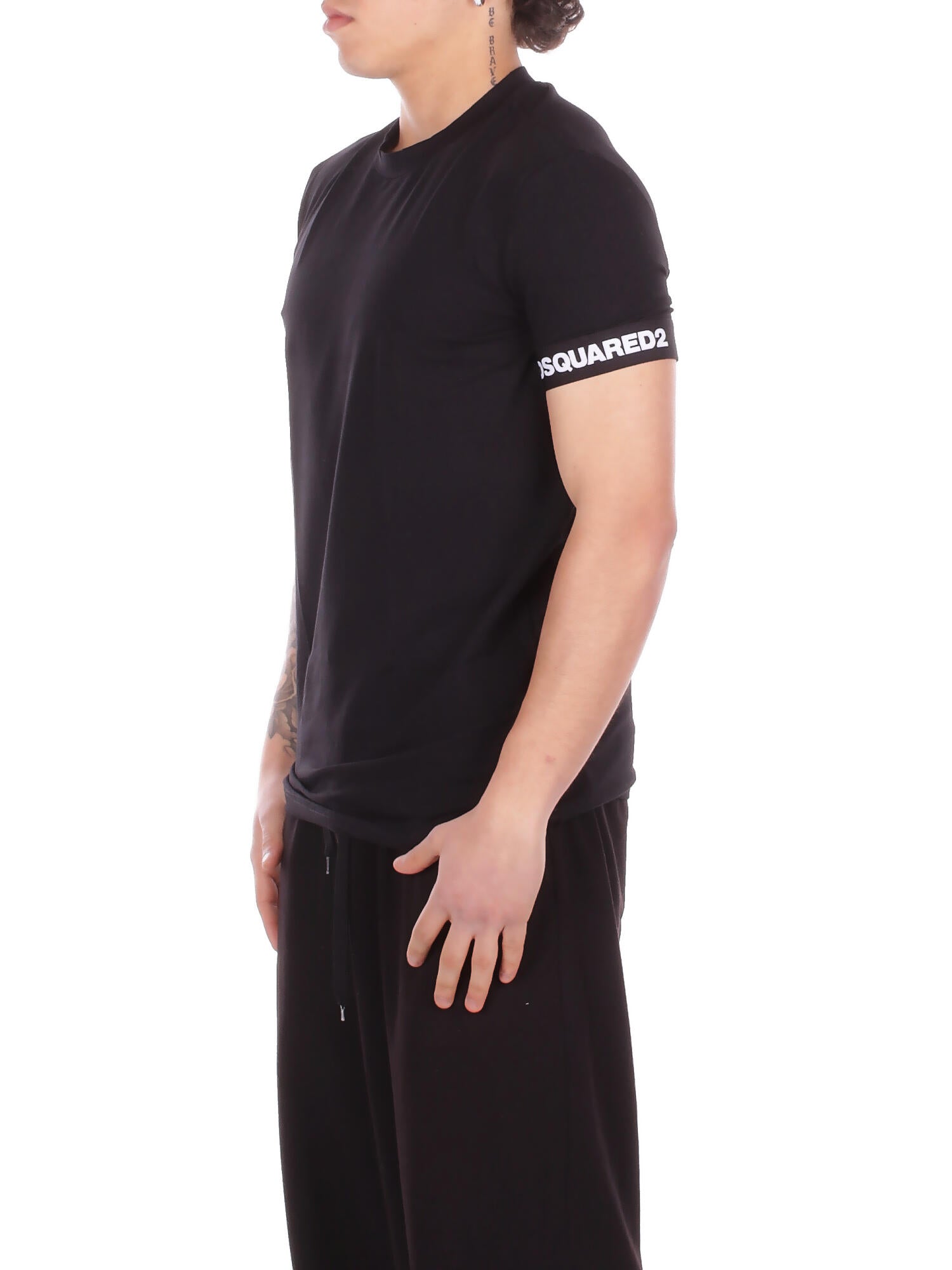 Image of DSQUARED2 Uomo T-shirt D9M3S6210 001 Round neck Black