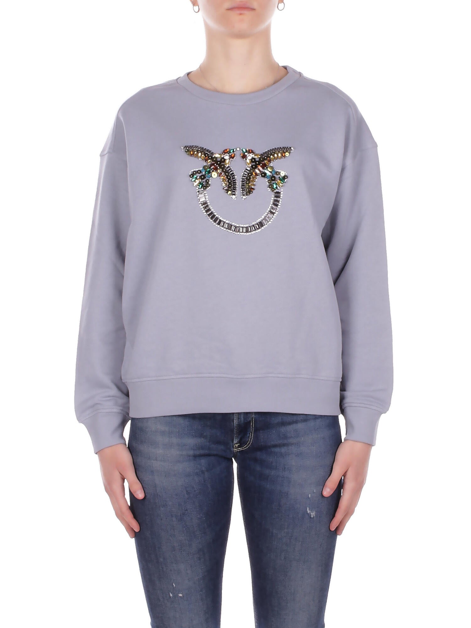 PINKO Donna Felpa 100534A33G E87 Nelly maglia felpa ricamo Polvere