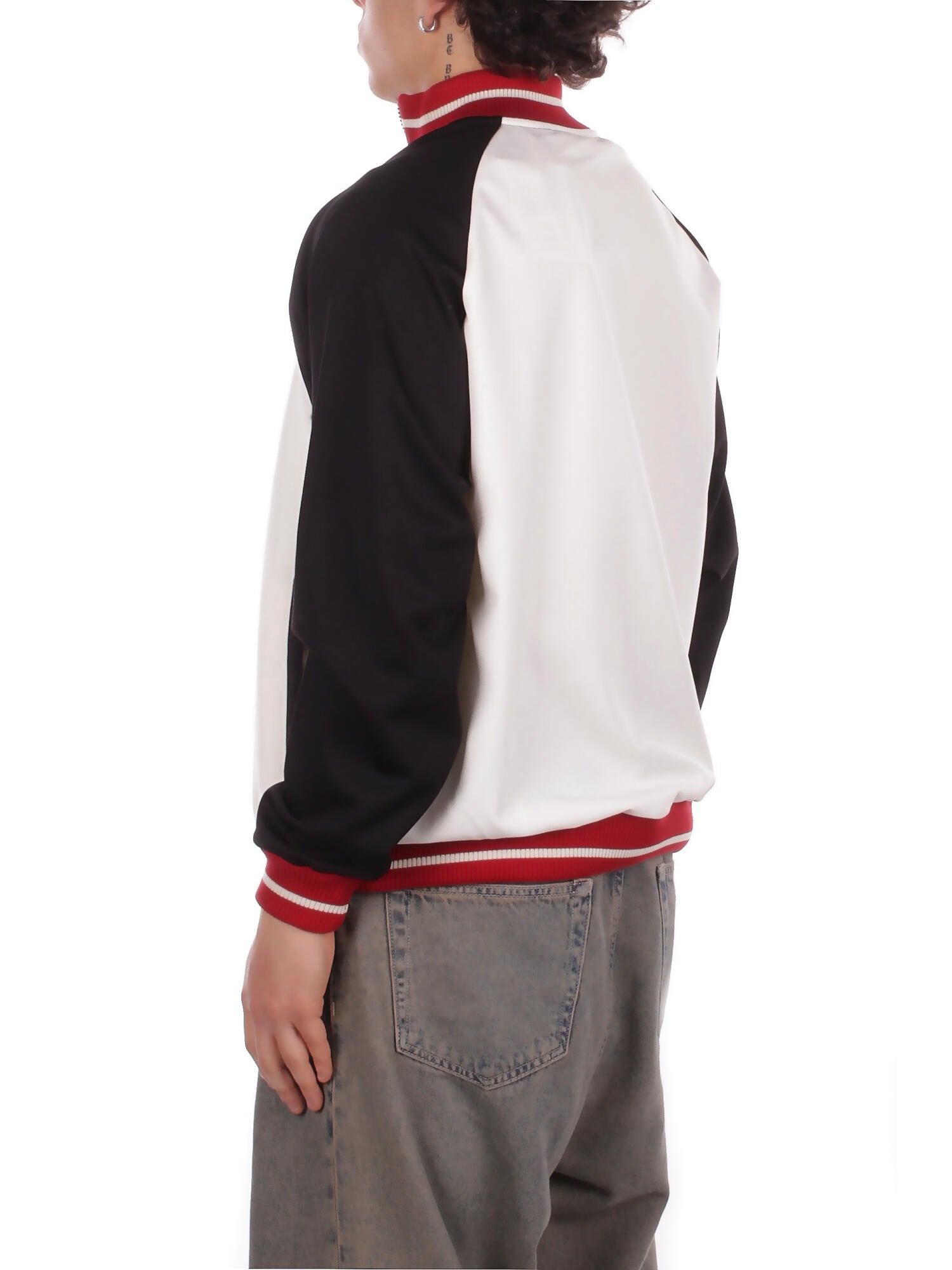 GCDS Uomo Felpa C1MEQE116C008 999A Color block track jkt Black white