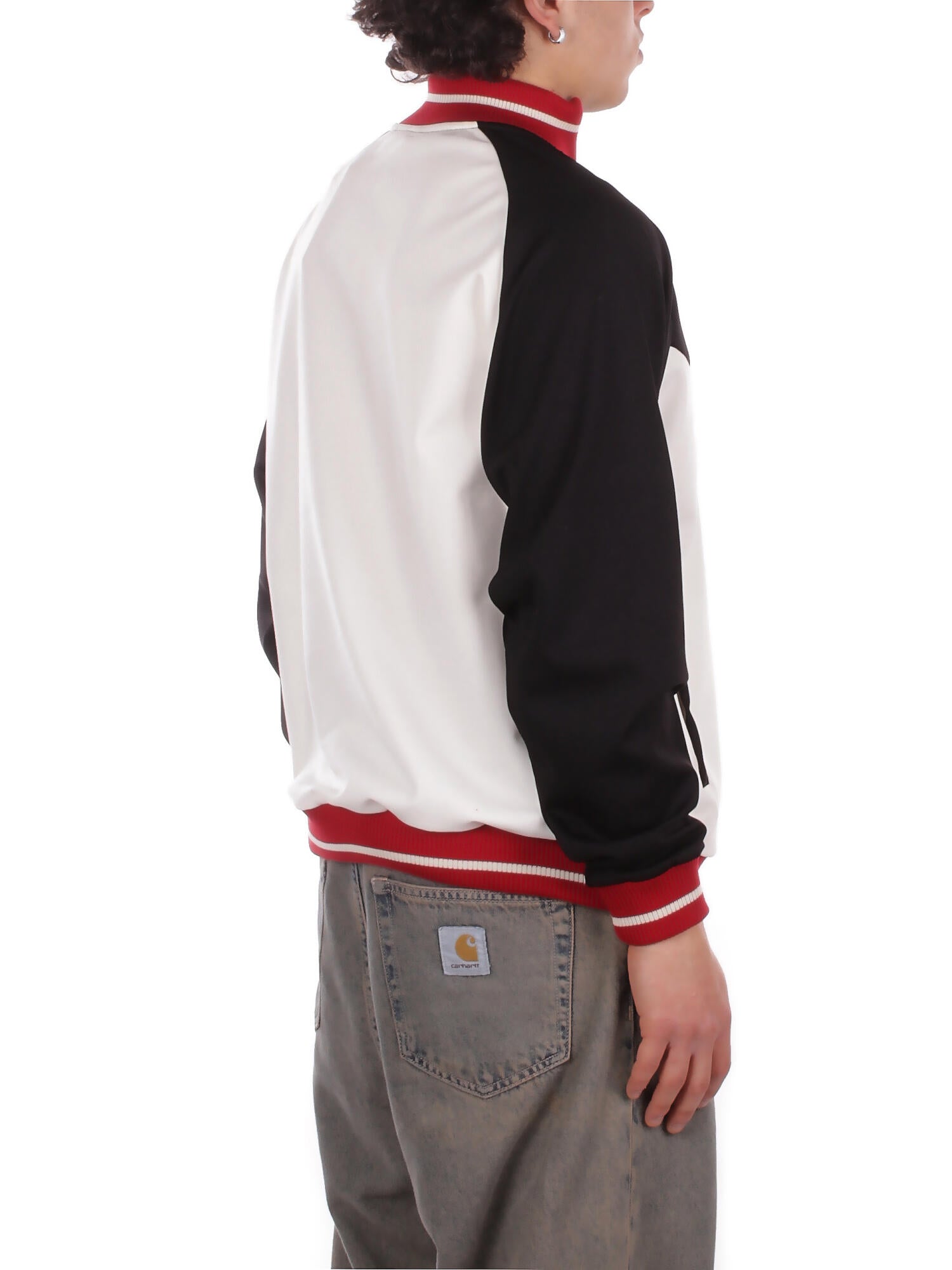 Image of GCDS Uomo Felpa C1MEQE116C008 999A Color block track jkt Black white