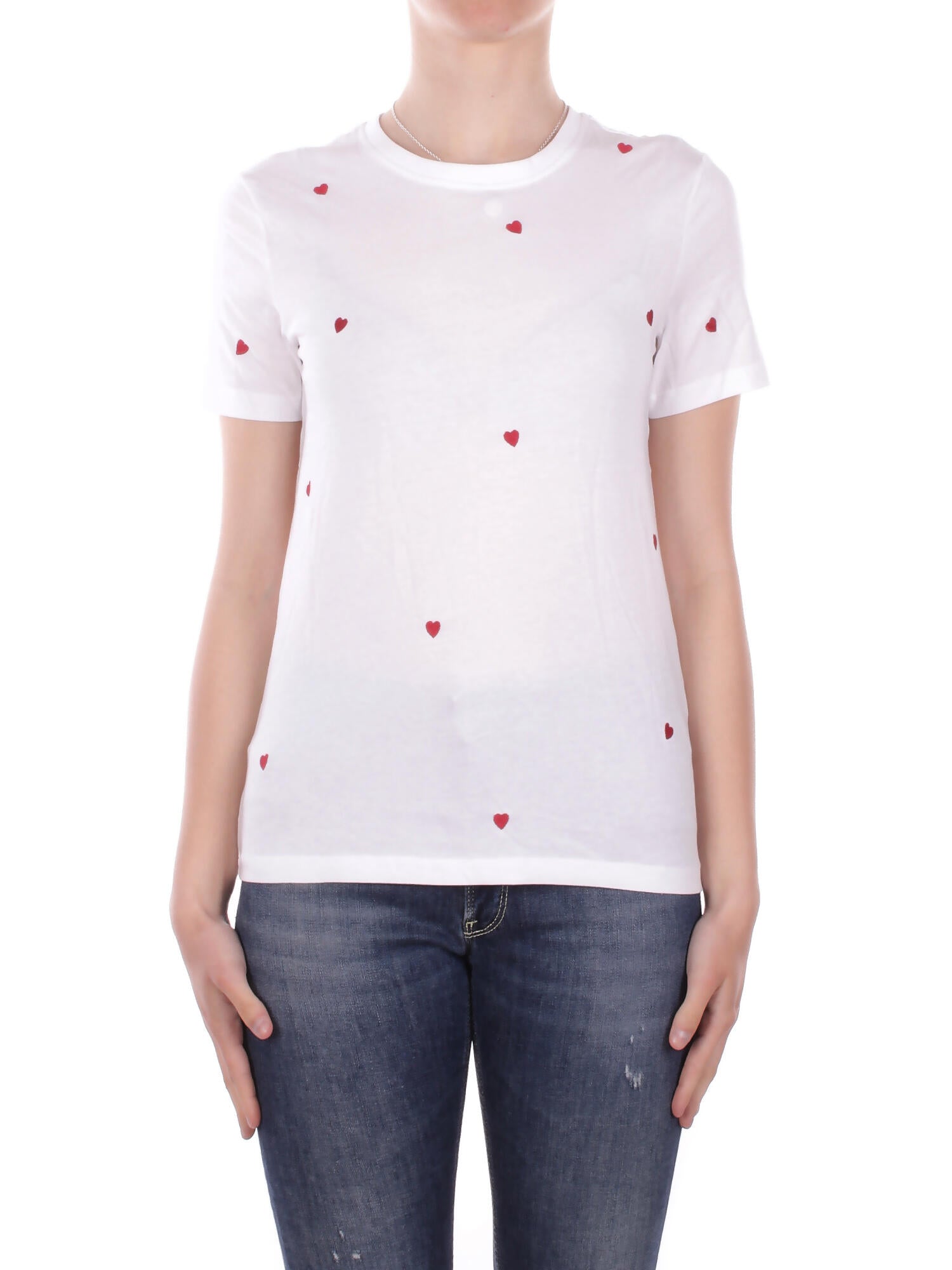 ONLY Donna T-shirt 152884730 WHITE HEART Onlketty life s\s o-neck top Bright white