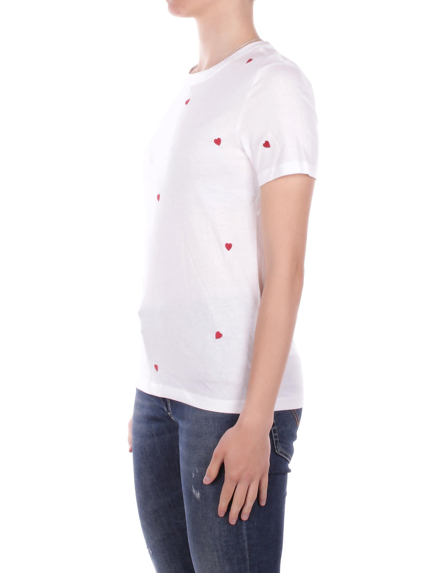 Image of ONLY Donna T-shirt 152884730 WHITE HEART Onlketty life s\s o-neck top Bright white