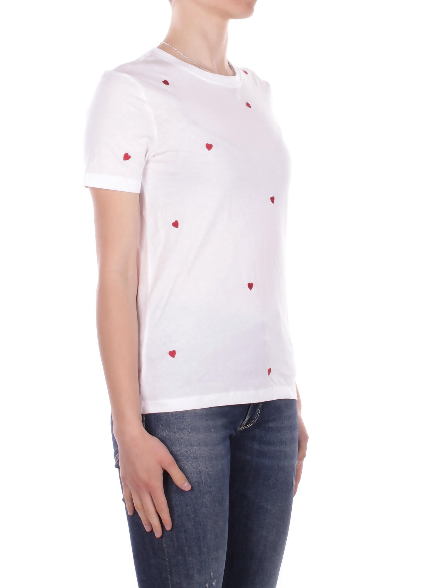 Image of ONLY Donna T-shirt 152884730 WHITE HEART Onlketty life s\s o-neck top Bright white