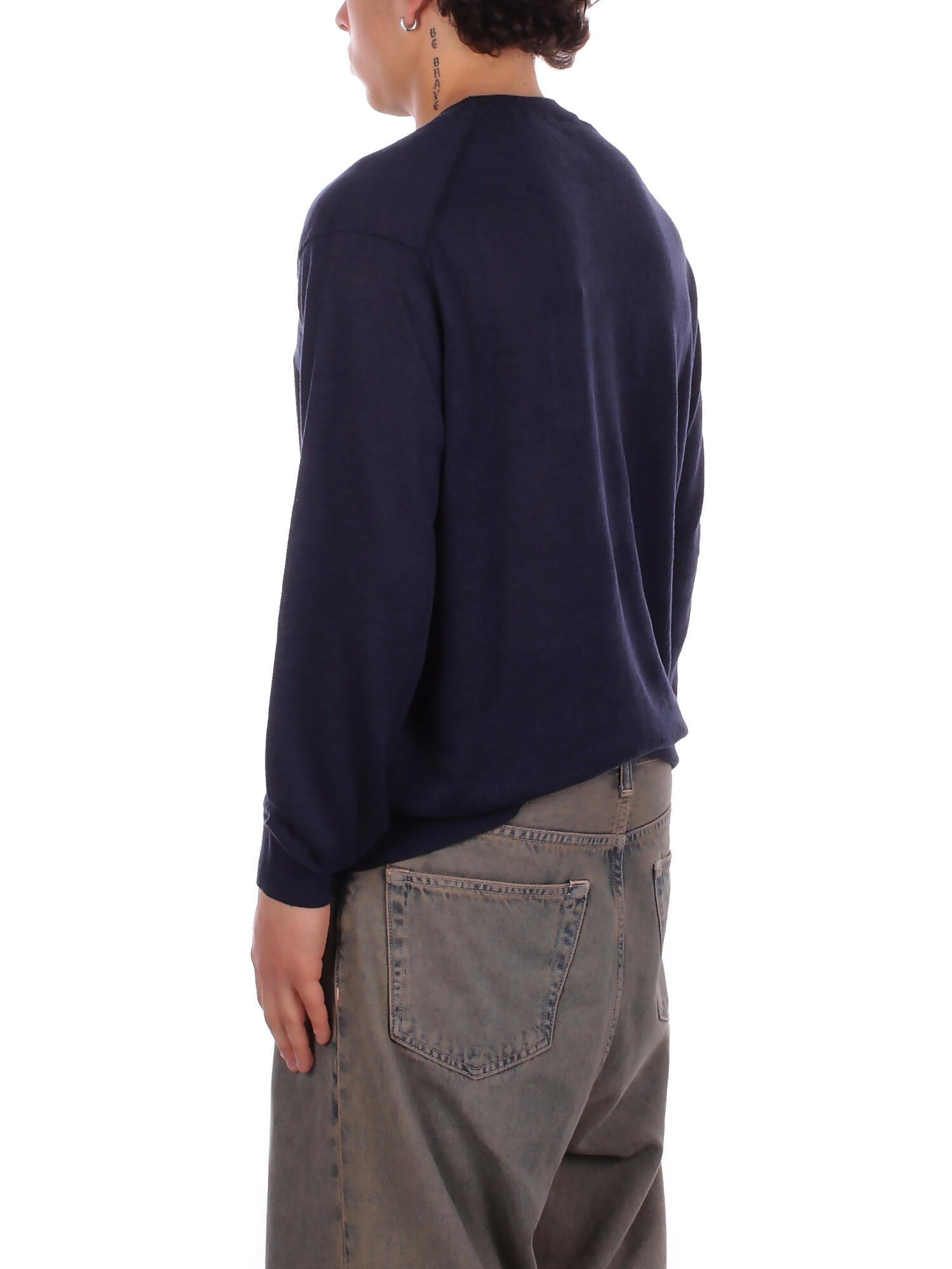 CP COMPANY Uomo Maglia 20CMKN124A110307A 888 Knitwear crew neck in flax Total eclipse