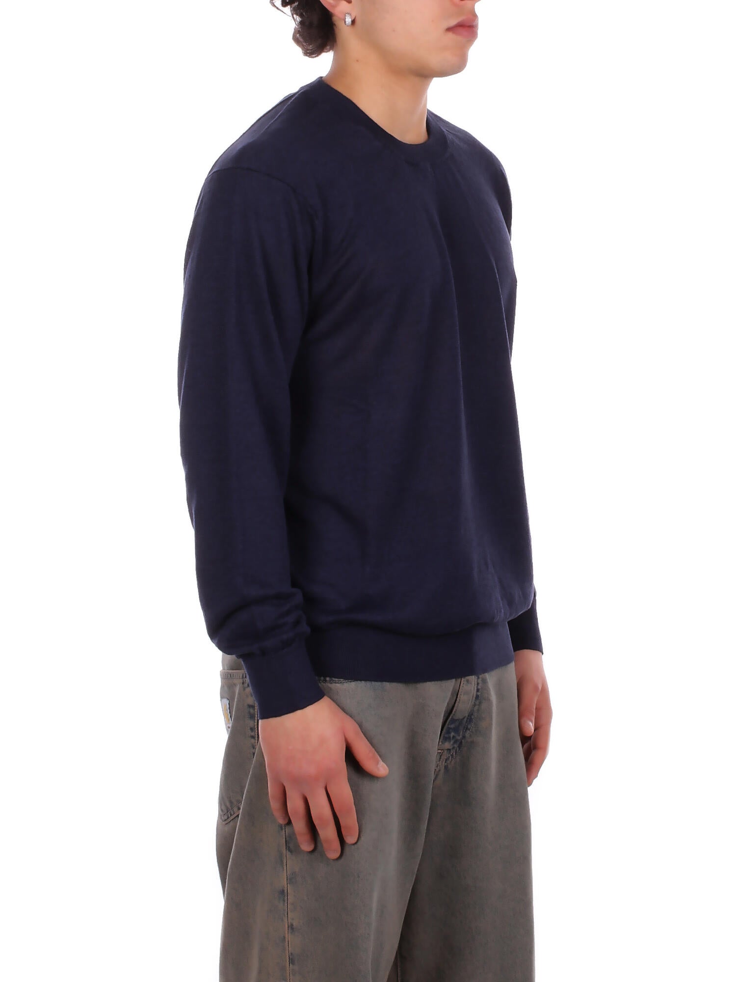 Image of CP COMPANY Uomo Maglia 20CMKN124A110307A 888 Knitwear crew neck in flax Total eclipse