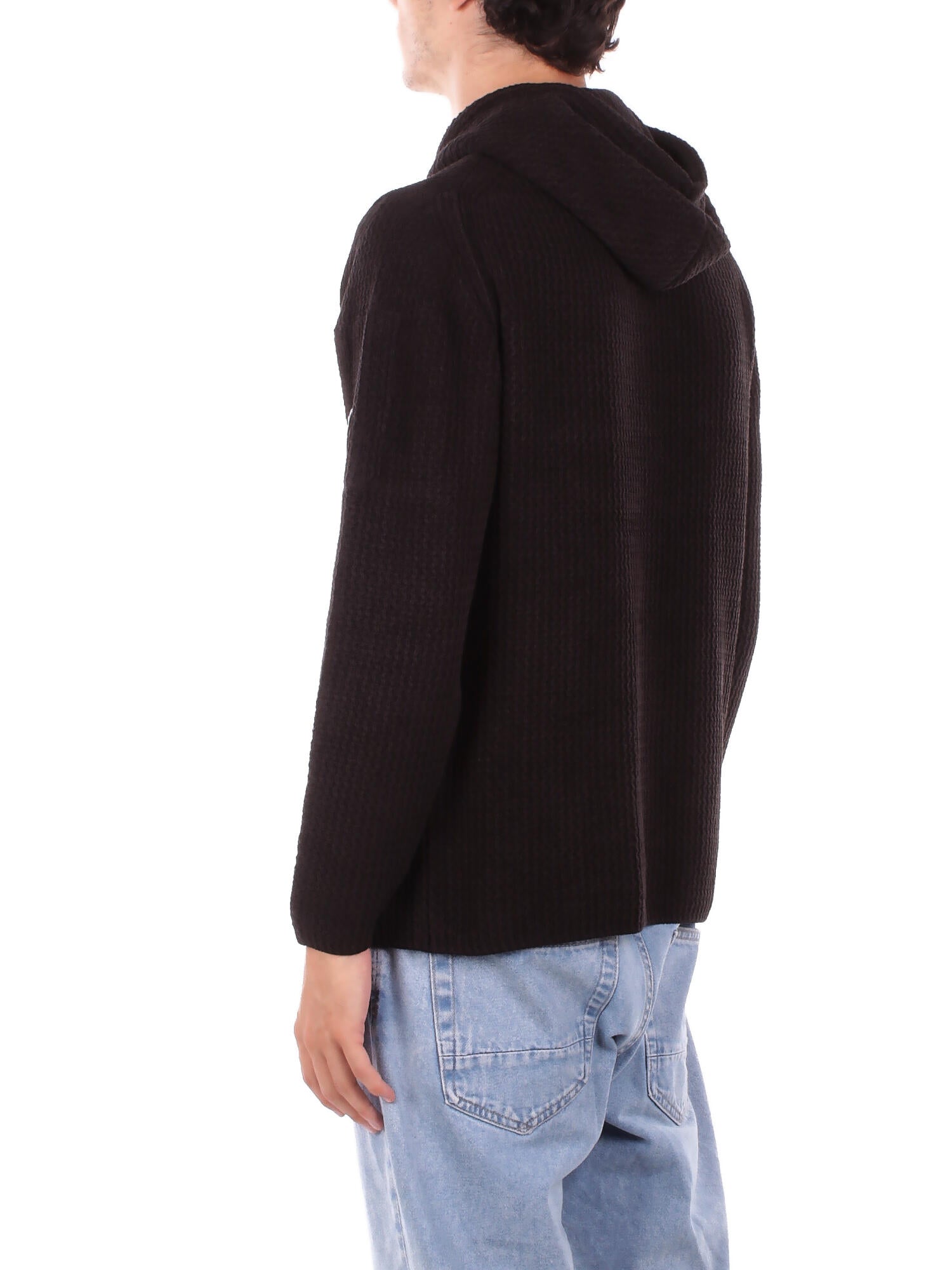 Image of CP COMPANY Uomo Felpa 19CMKN018A 005558G 999 Knitwear hooded in chenille co Black
