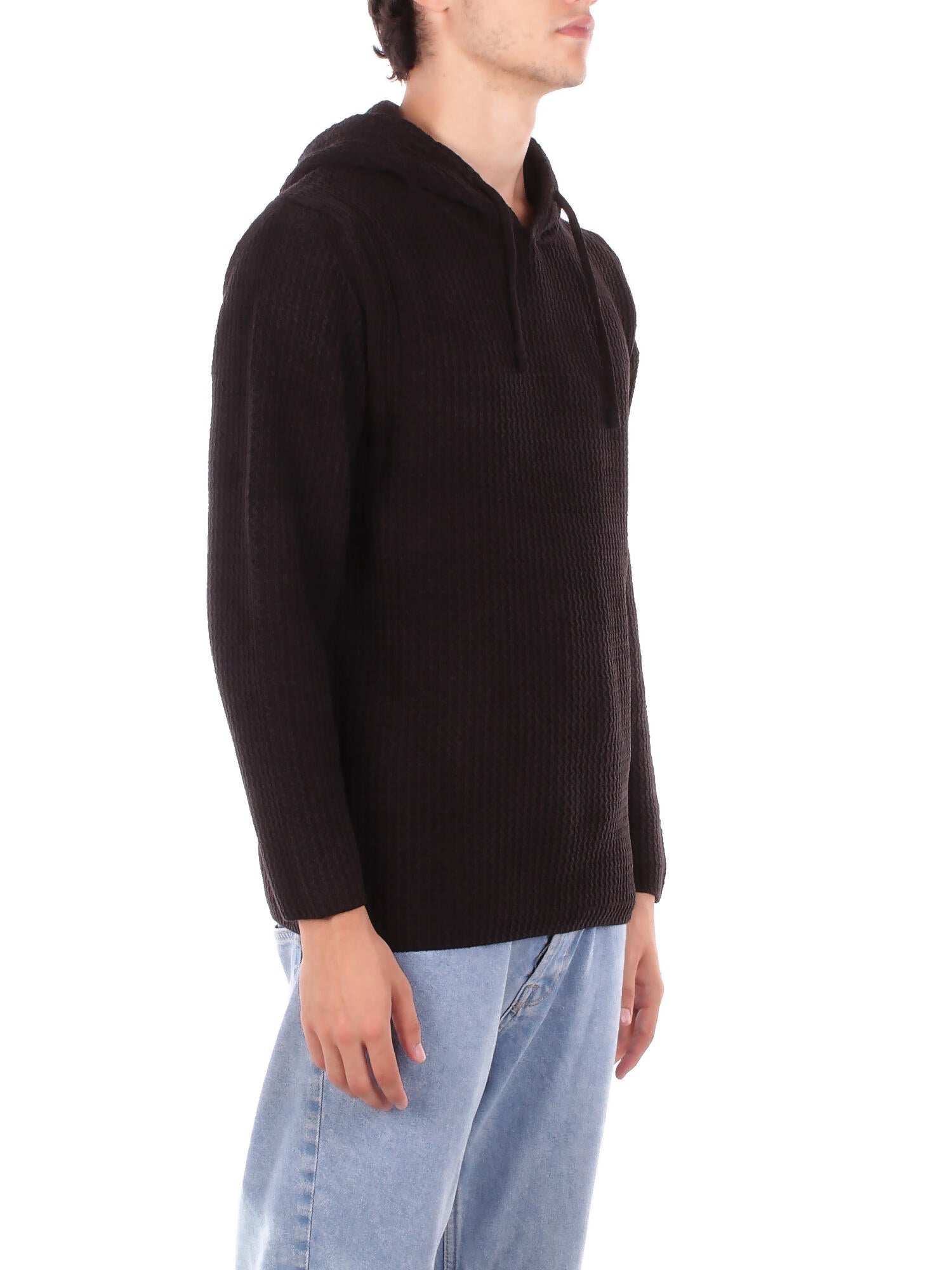 Image of CP COMPANY Uomo Felpa 19CMKN018A 005558G 999 Knitwear hooded in chenille co Black