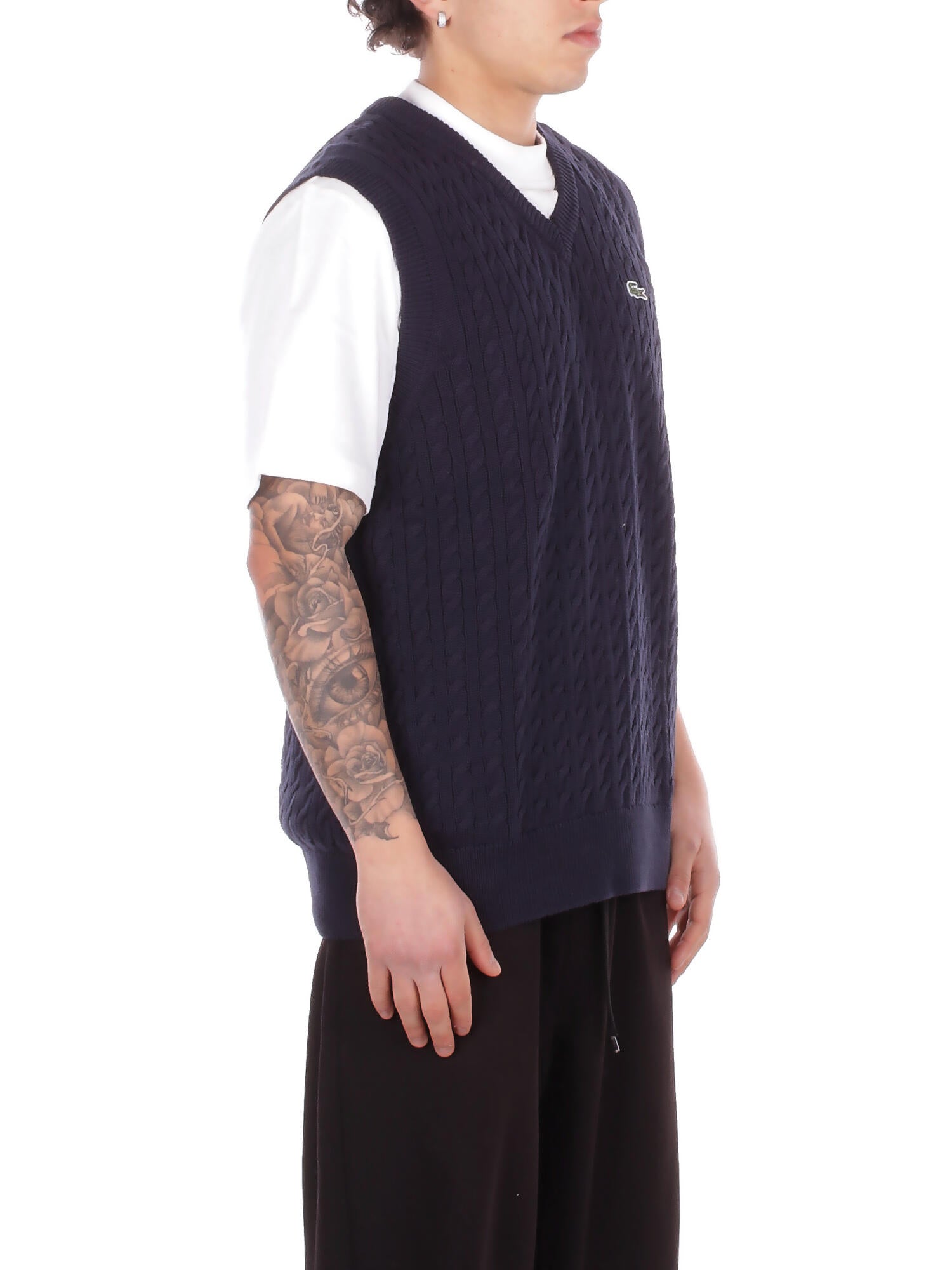 LACOSTE Uomo Maglia AH7633 802 Pullover Blu