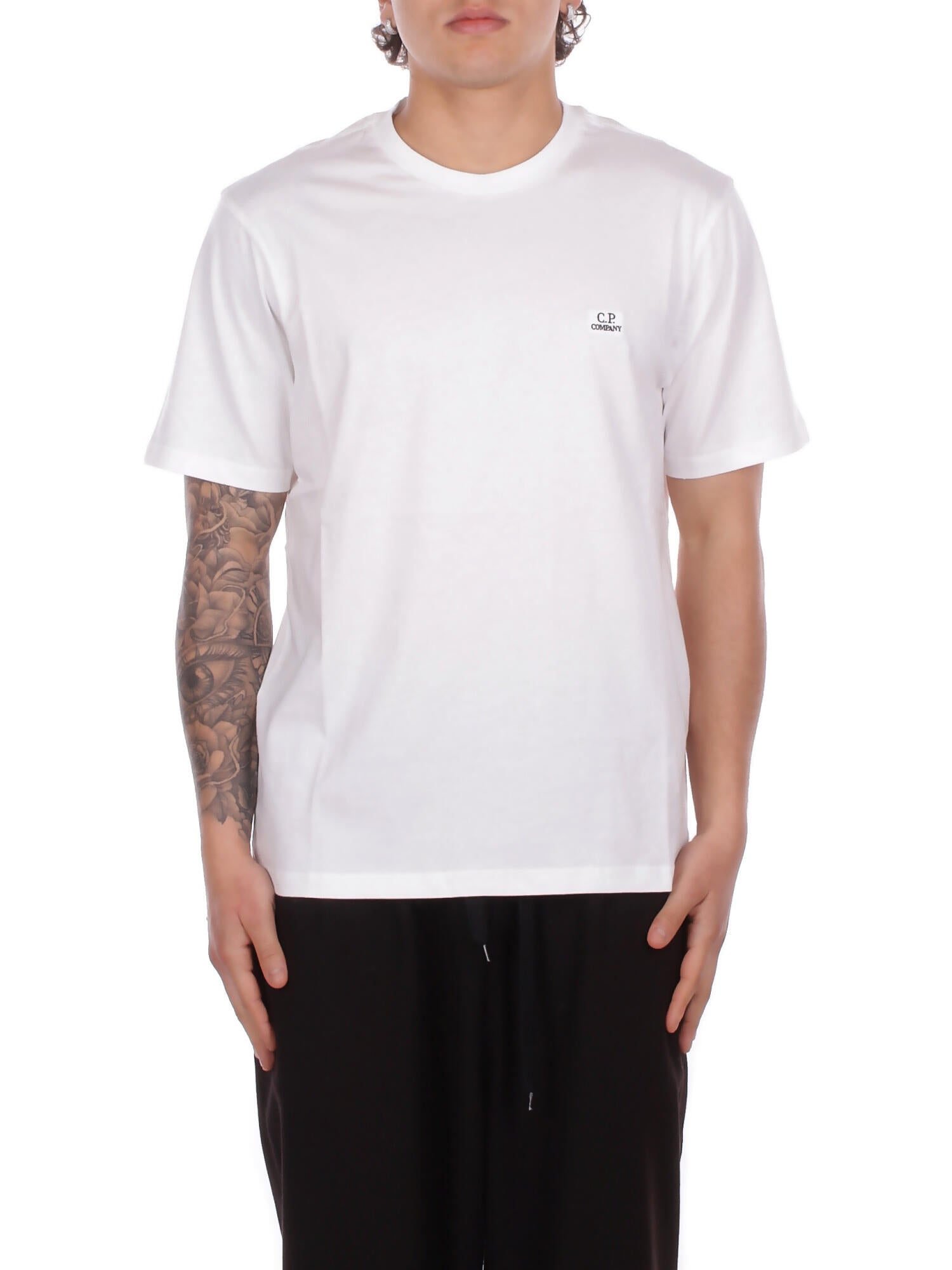 CP COMPANY Uomo T-shirt RCCMTS726A005100W 103 30/1 jersey short sleeve logo Gauze white