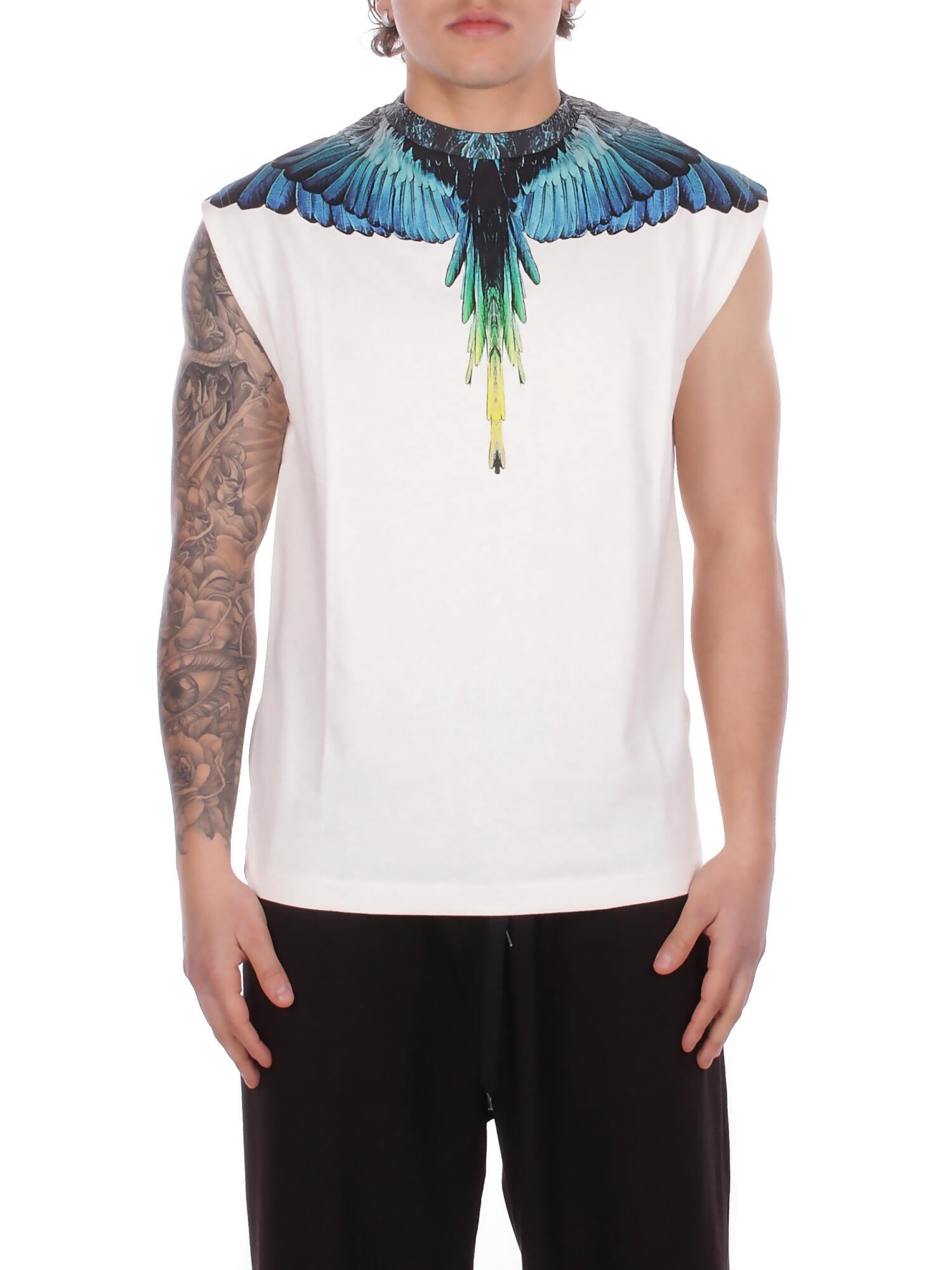 MARCELO BURLON COUNTY OF MILAN Uomo T-shirt S6CMMATH023 412 T-shirt jersey sleeveless man Coconut