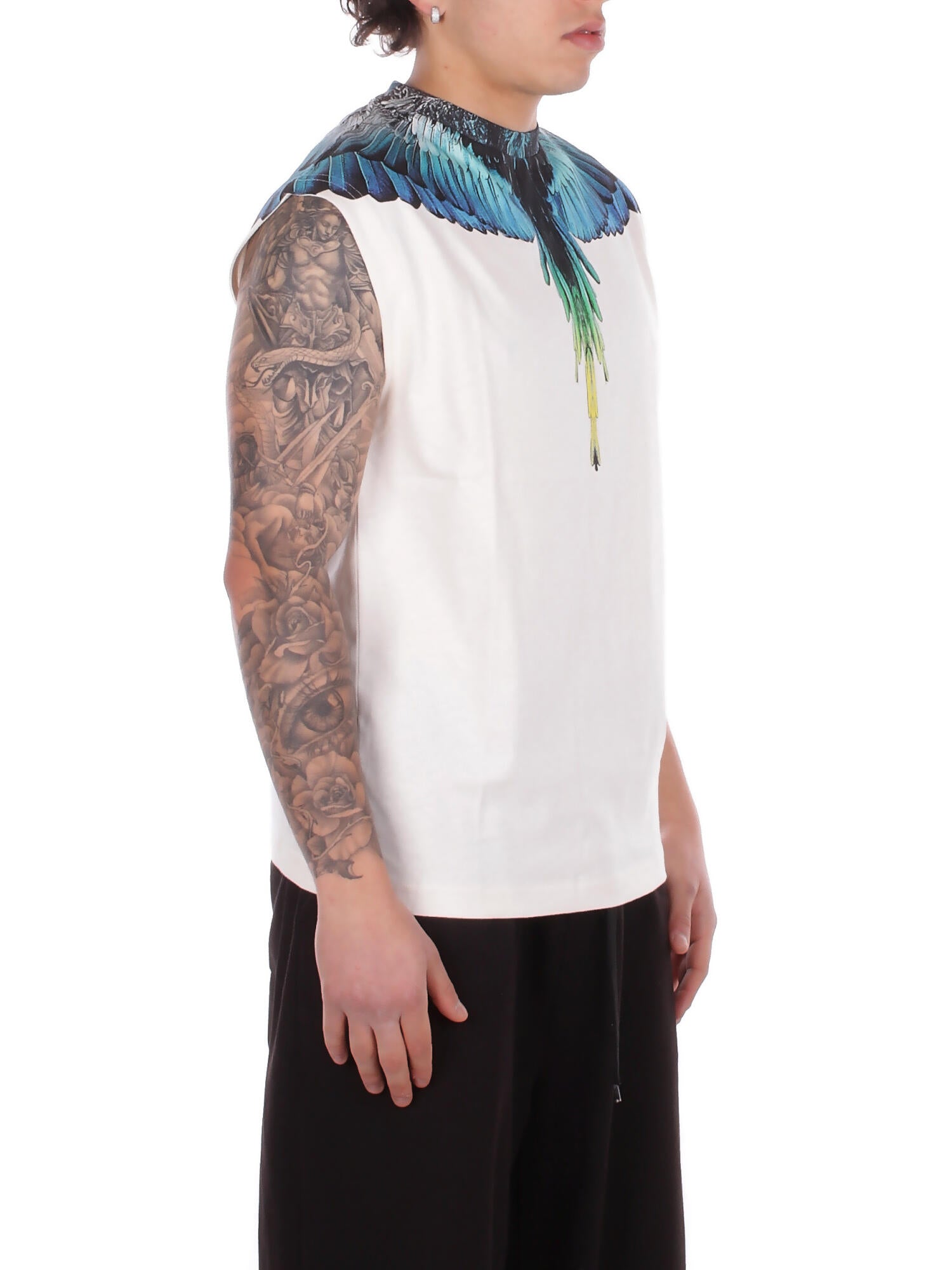 MARCELO BURLON COUNTY OF MILAN Uomo T-shirt S6CMMATH023 412 T-shirt jersey sleeveless man Coconut