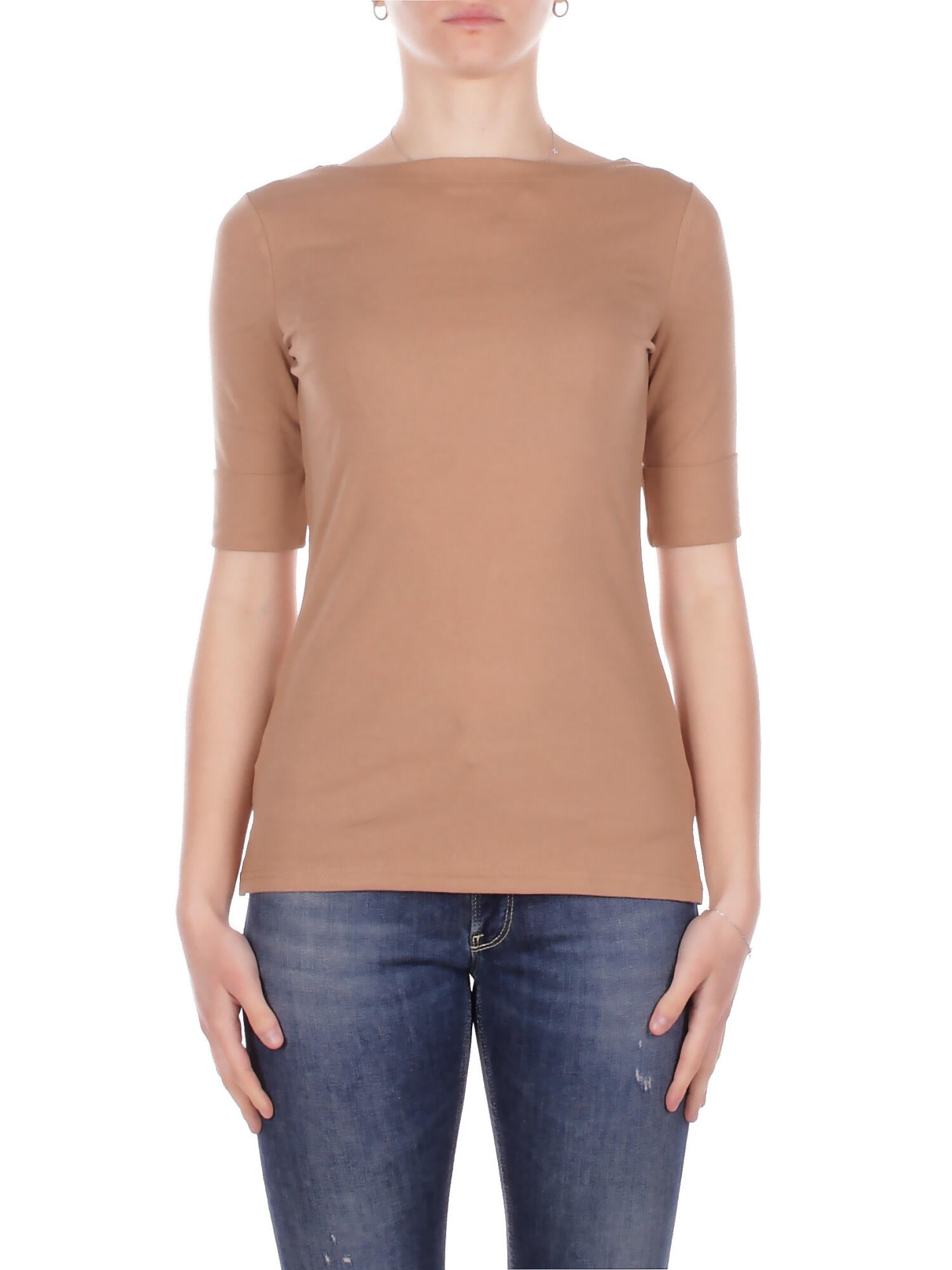 RALPH LAUREN Donna Maglia 200654963 147 Judy elbow sleeve knit Camel