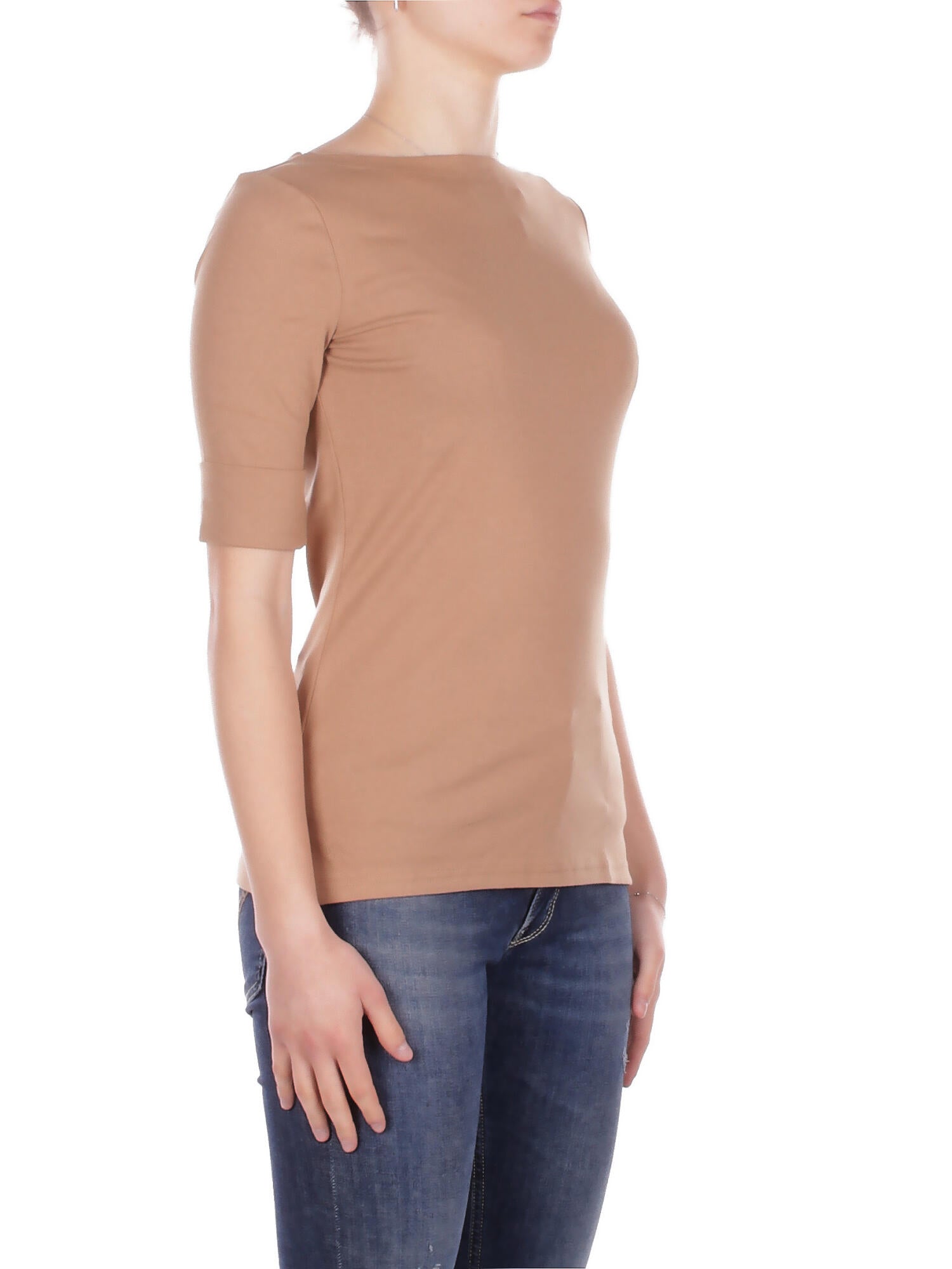 RALPH LAUREN Donna Maglia 200654963 147 Judy elbow sleeve knit Camel