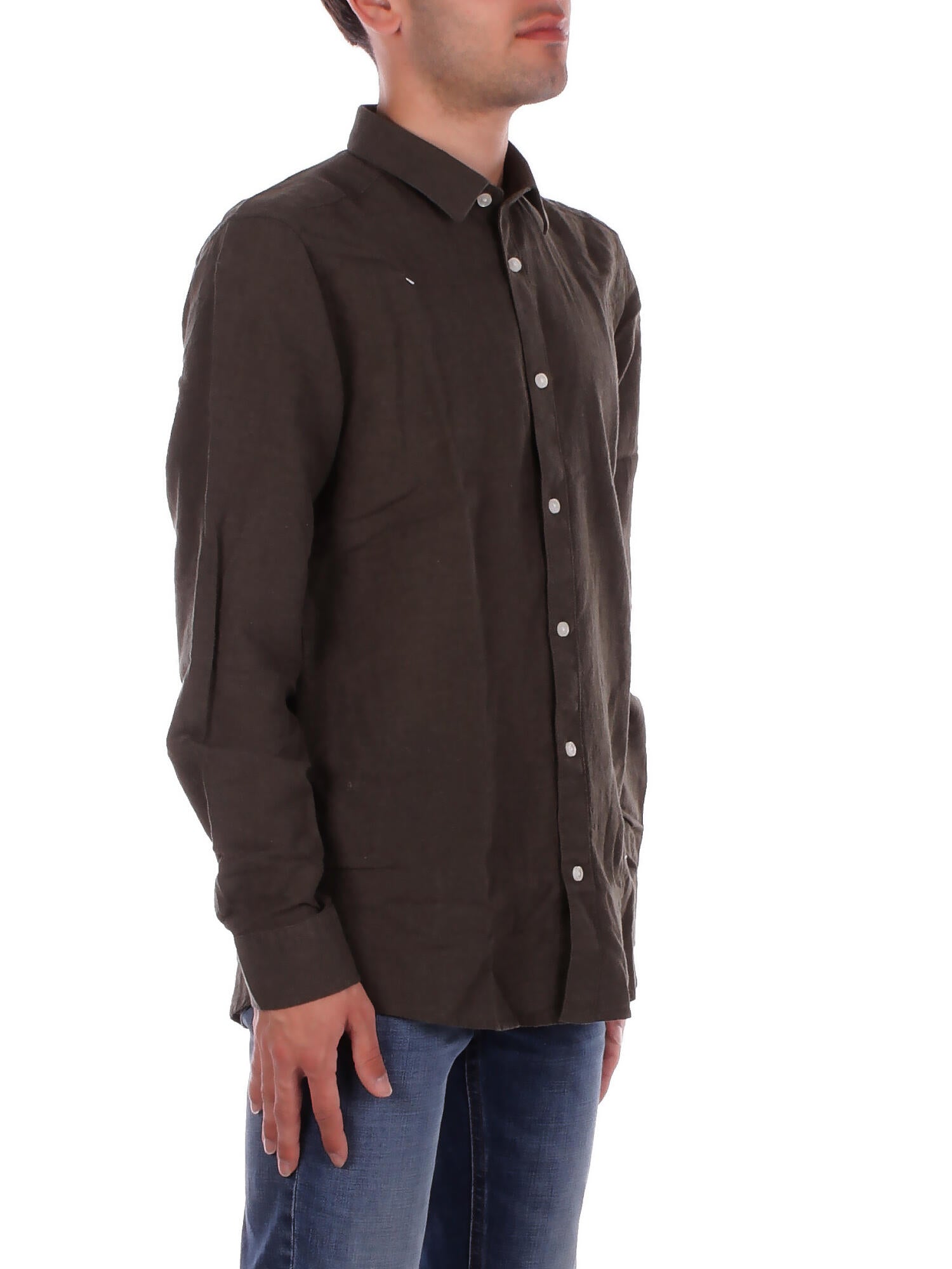 Image of ONLY & SONS Uomo Camicia 22012321 KAMBABA Onscaiden life ls solid linen Militare