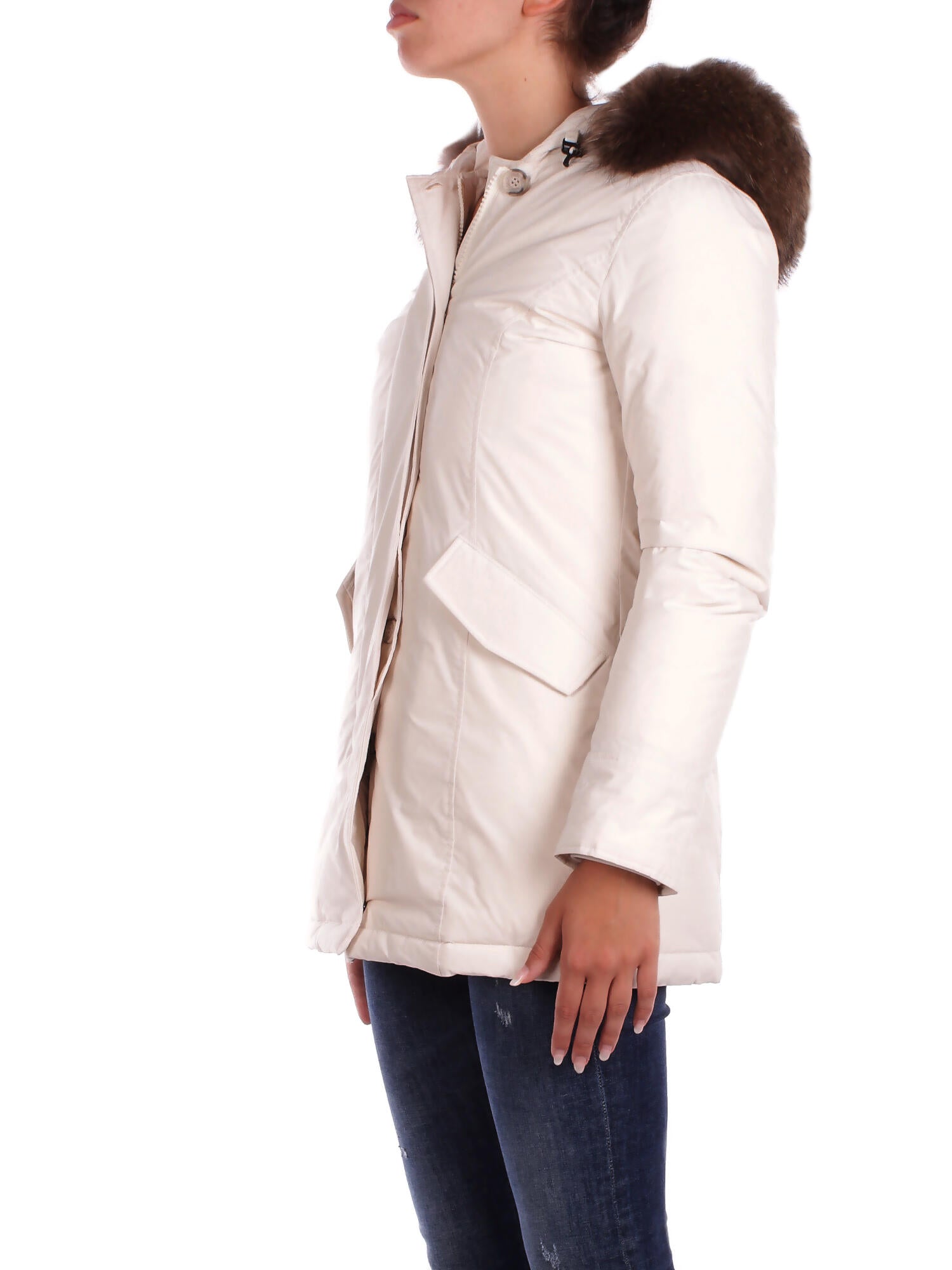 WOOLRICH Donna Giubbotto CFWWOU0652FRUT3128 8743 Luxury arctic raccoon parka Crema