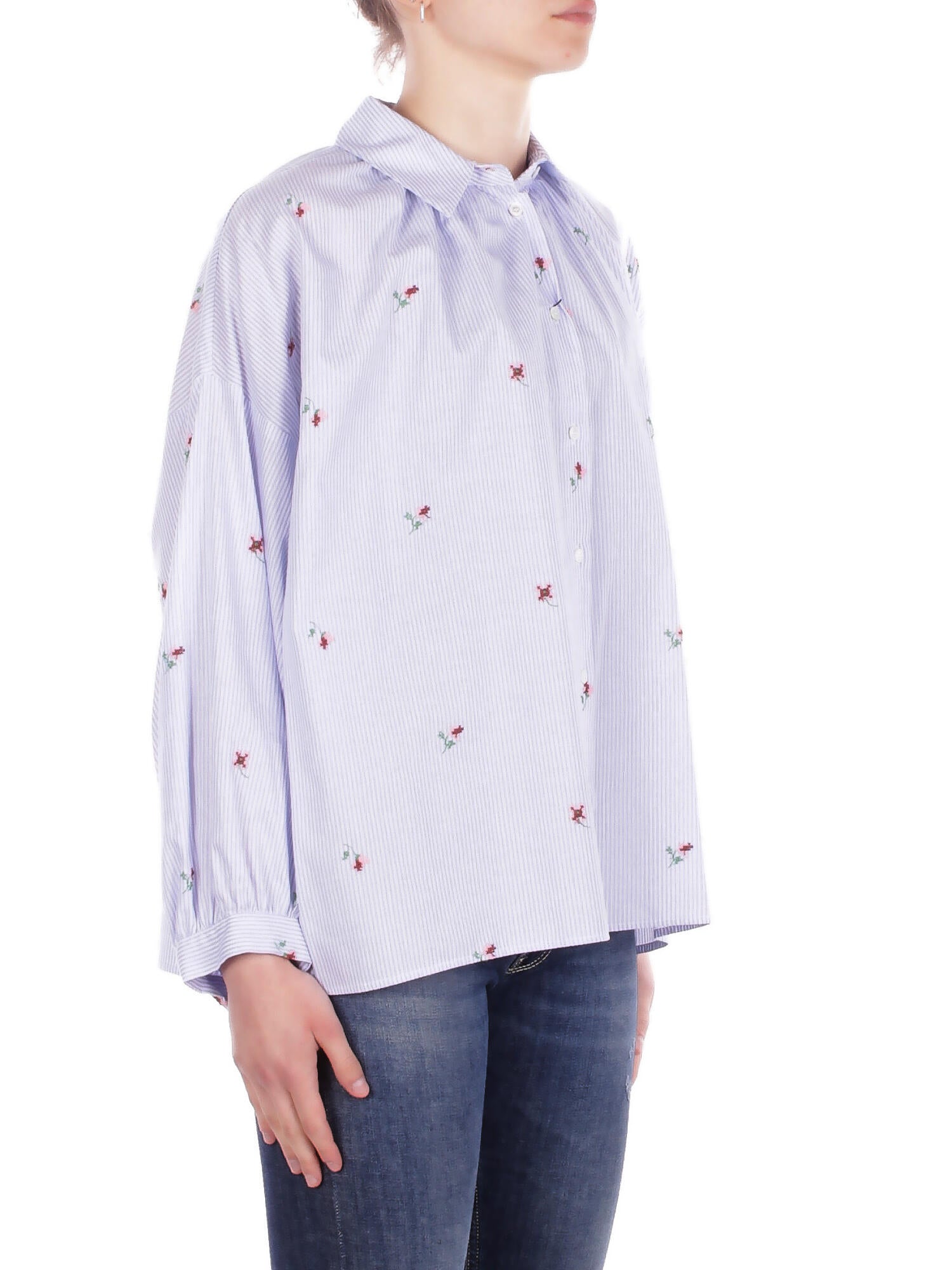 Image of MAX MARA Donna Camicia 2615111042600 002 Wkd butterfly Riga celeste