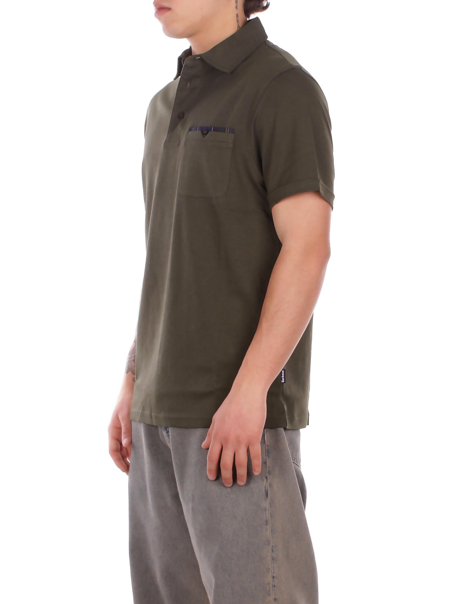 BARBOUR Uomo Polo MML1496 OL71 Premium corpatch tailored polo Olive
