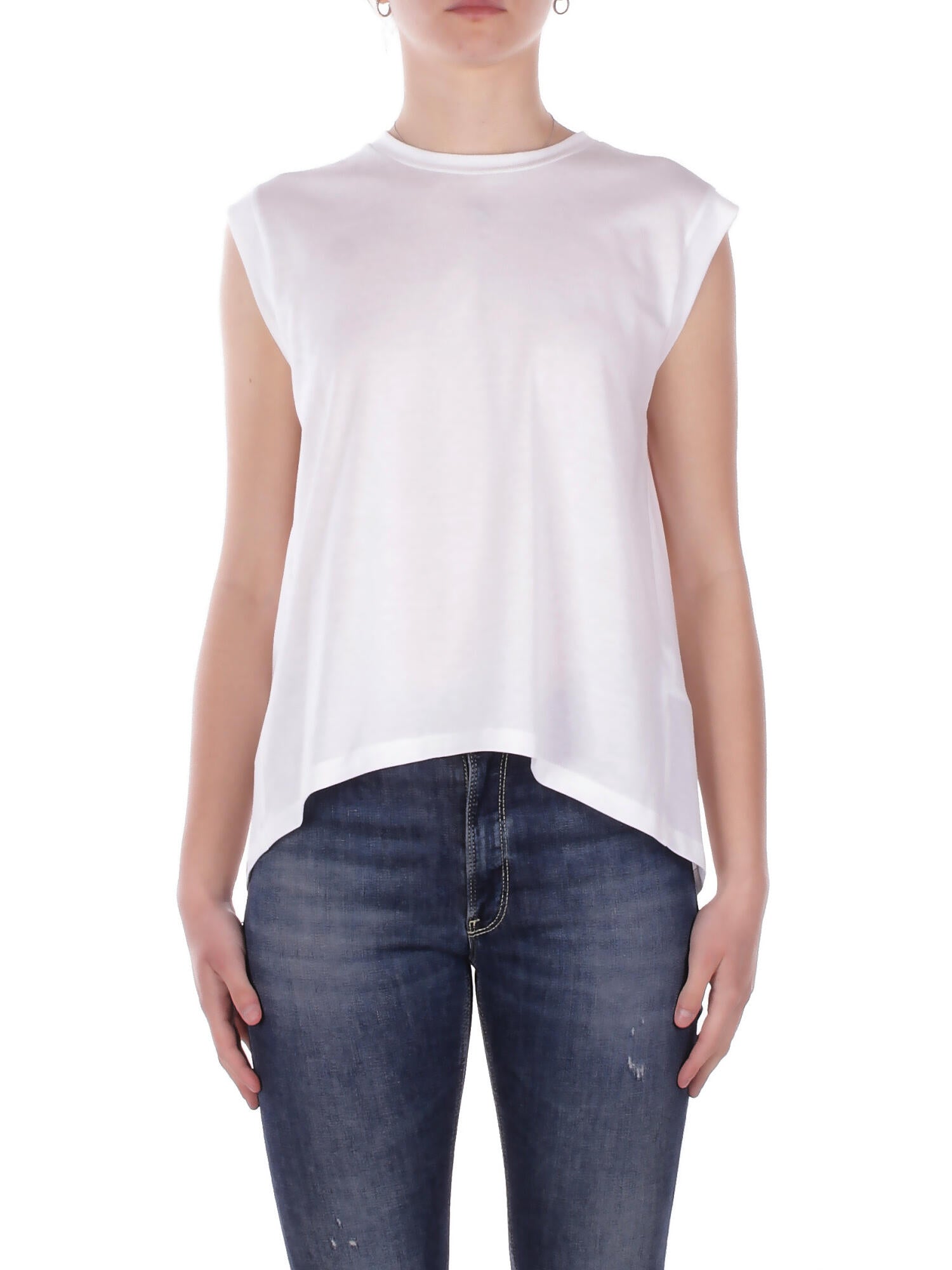 DONDUP Donna Maglia DS080JF0350D 000 Girocollo regular in jersey Bianco