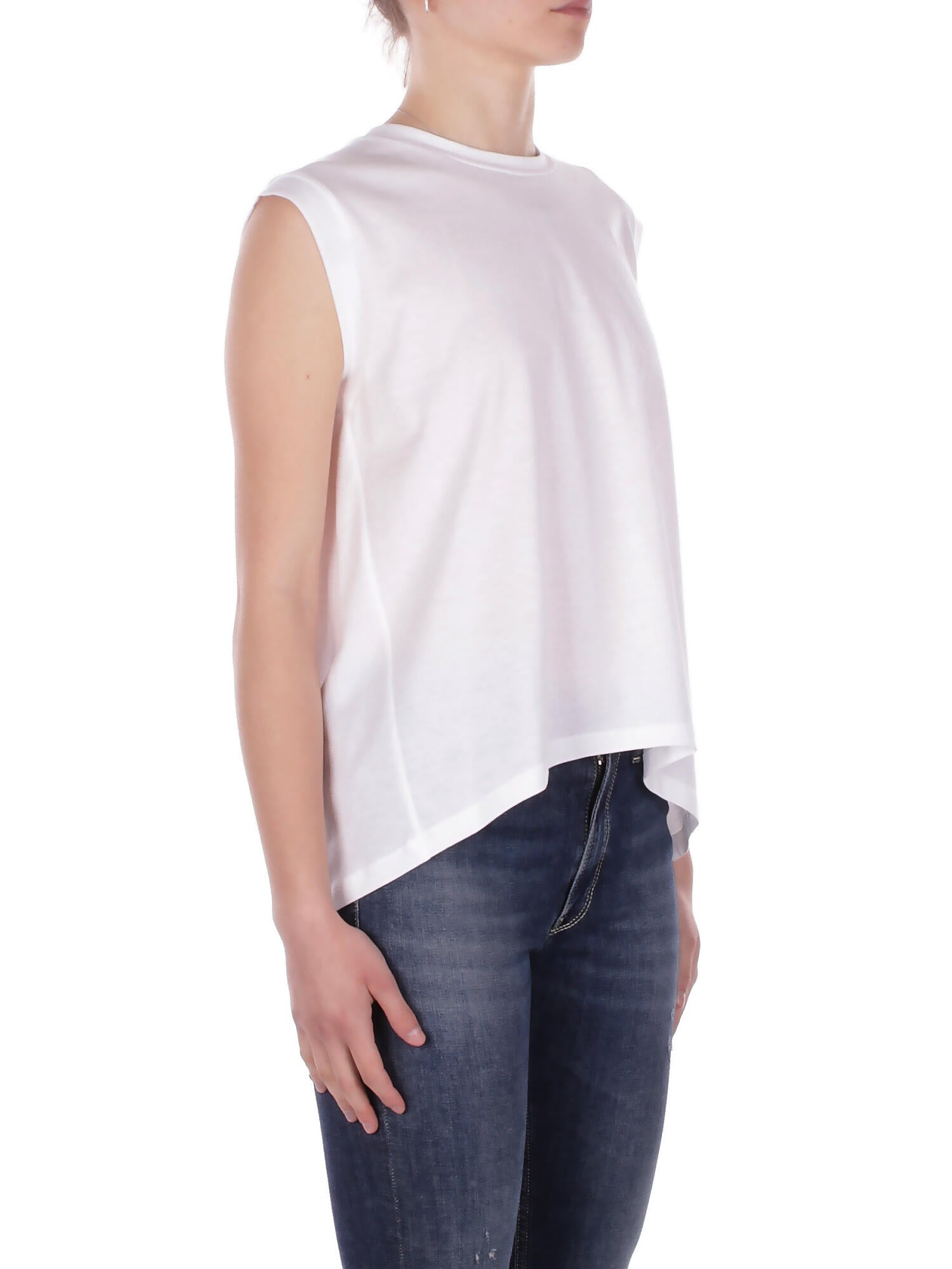 Image of DONDUP Donna Maglia DS080JF0350D 000 Girocollo regular in jersey Bianco