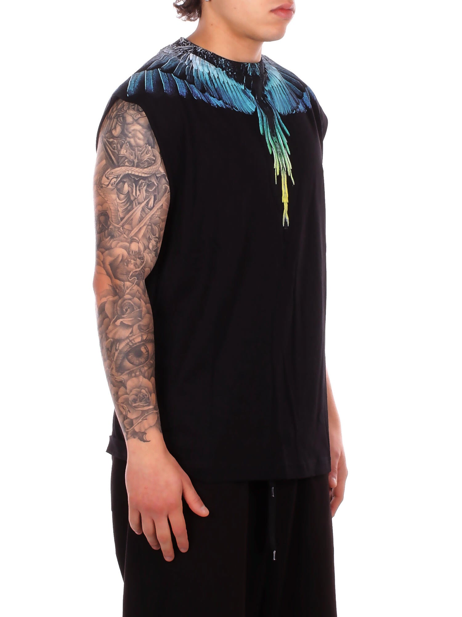 Image of MARCELO BURLON COUNTY OF MILAN Uomo T-shirt S6CMMATH023 110 T-shirt jersey sleeveless man Black