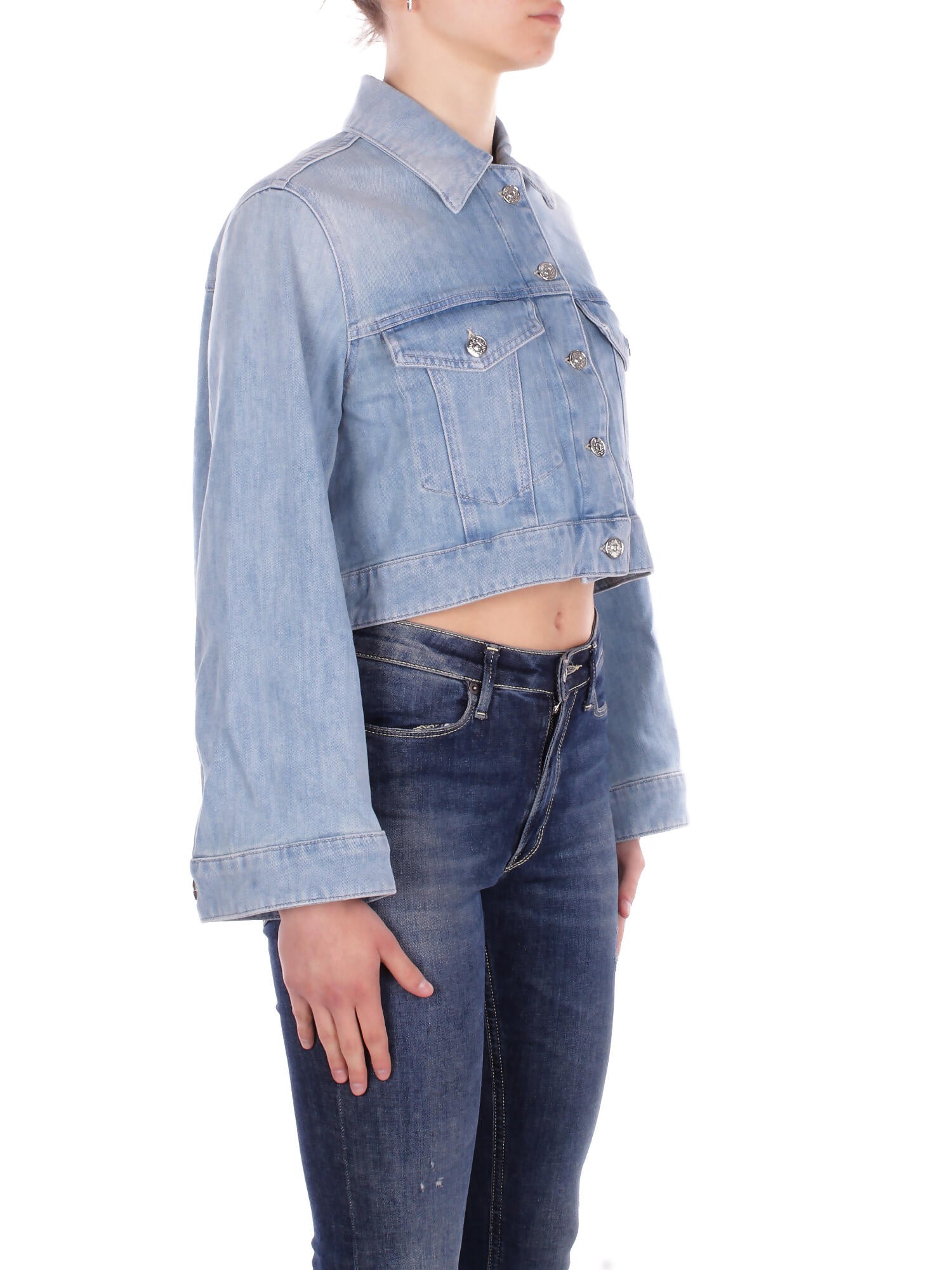 DONDUP Donna Giubbotto DJ753DS0107D 800 Giubbino regular in dnm Denim blu