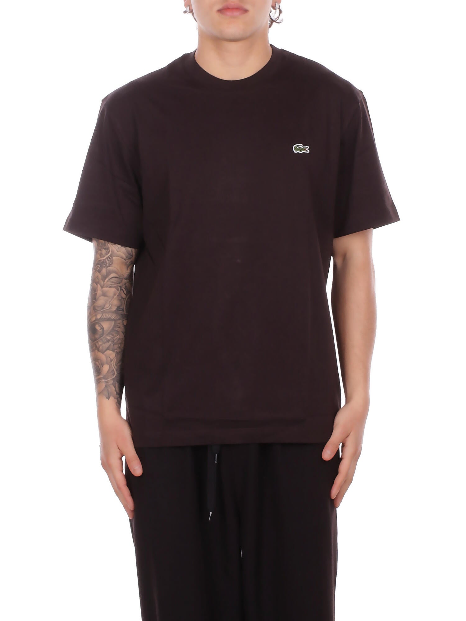 LACOSTE Uomo T-shirt TH7318 3LA Tee shirt Marrone