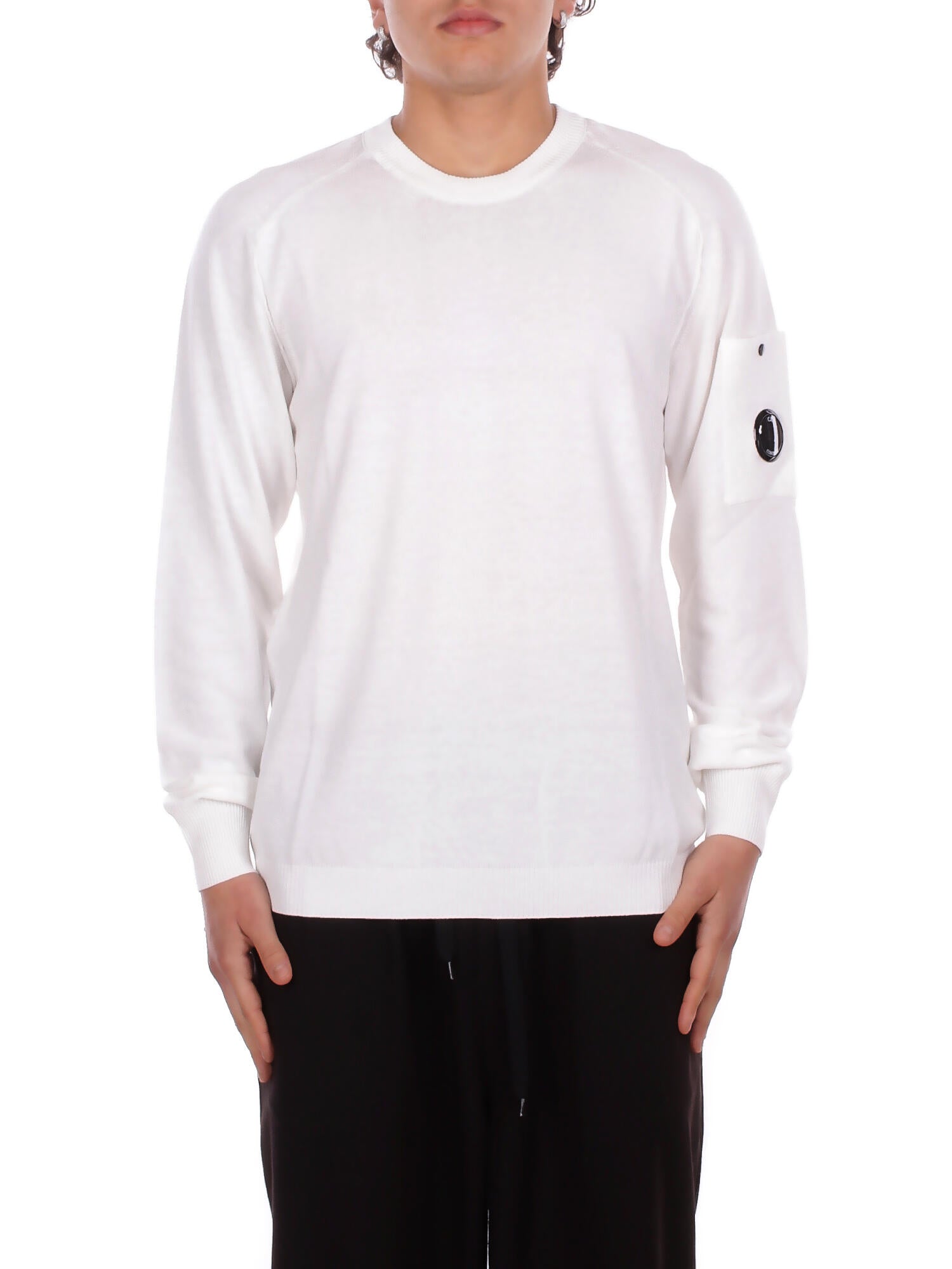 CP COMPANY Uomo Maglia 20CMKN105A006323O 103 Cotton crepe crewneck lens swe White