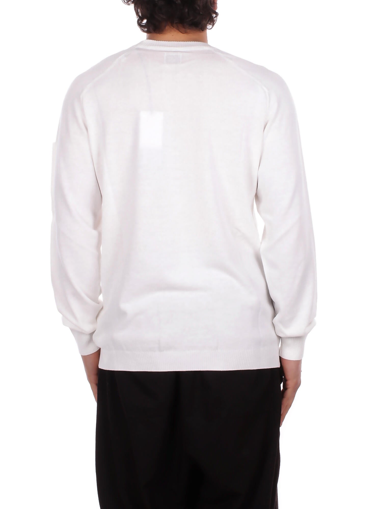 Image of CP COMPANY Uomo Maglia 20CMKN105A006323O 103 Cotton crepe crewneck lens swe White