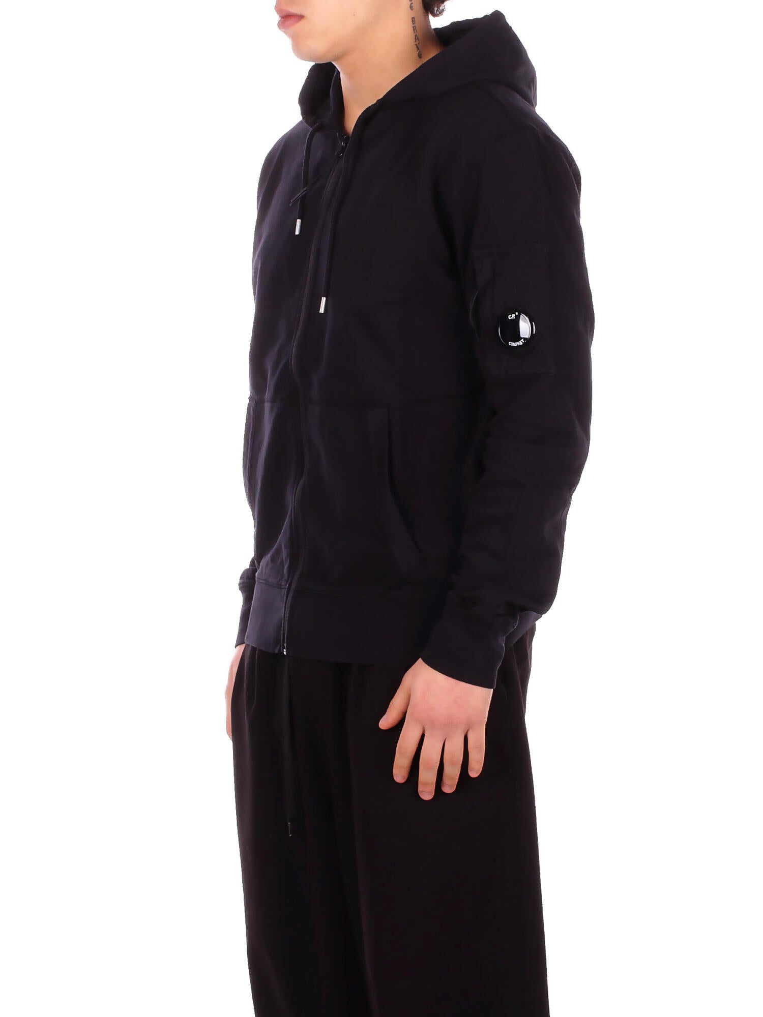 CP COMPANY Uomo Felpa 20CMSS081A002246G 999 Light fleece zip hooded lens s Black