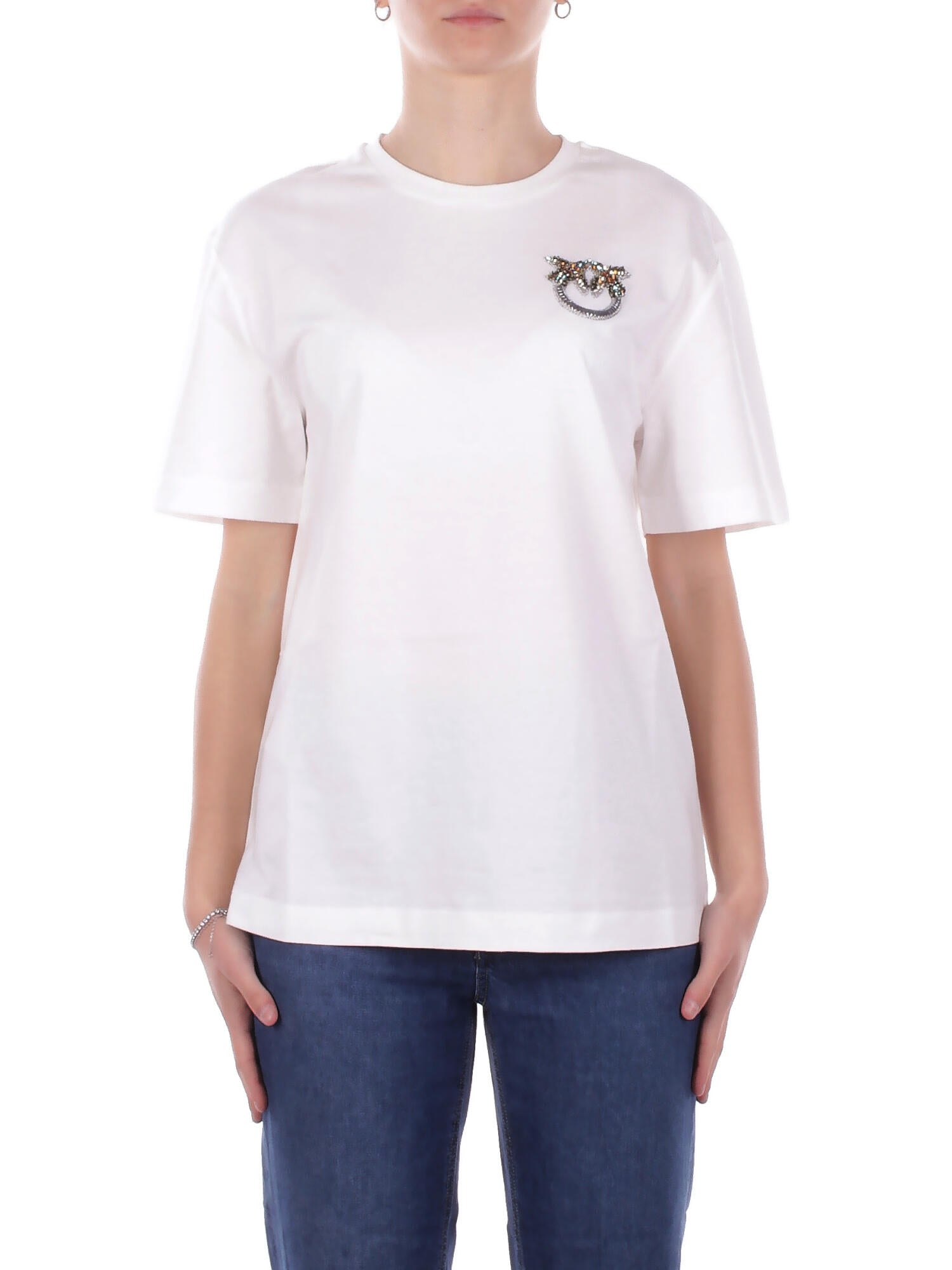 PINKO Donna T-shirt 105526A33F Z05 Strepitoso t-shirt jersey Bianco