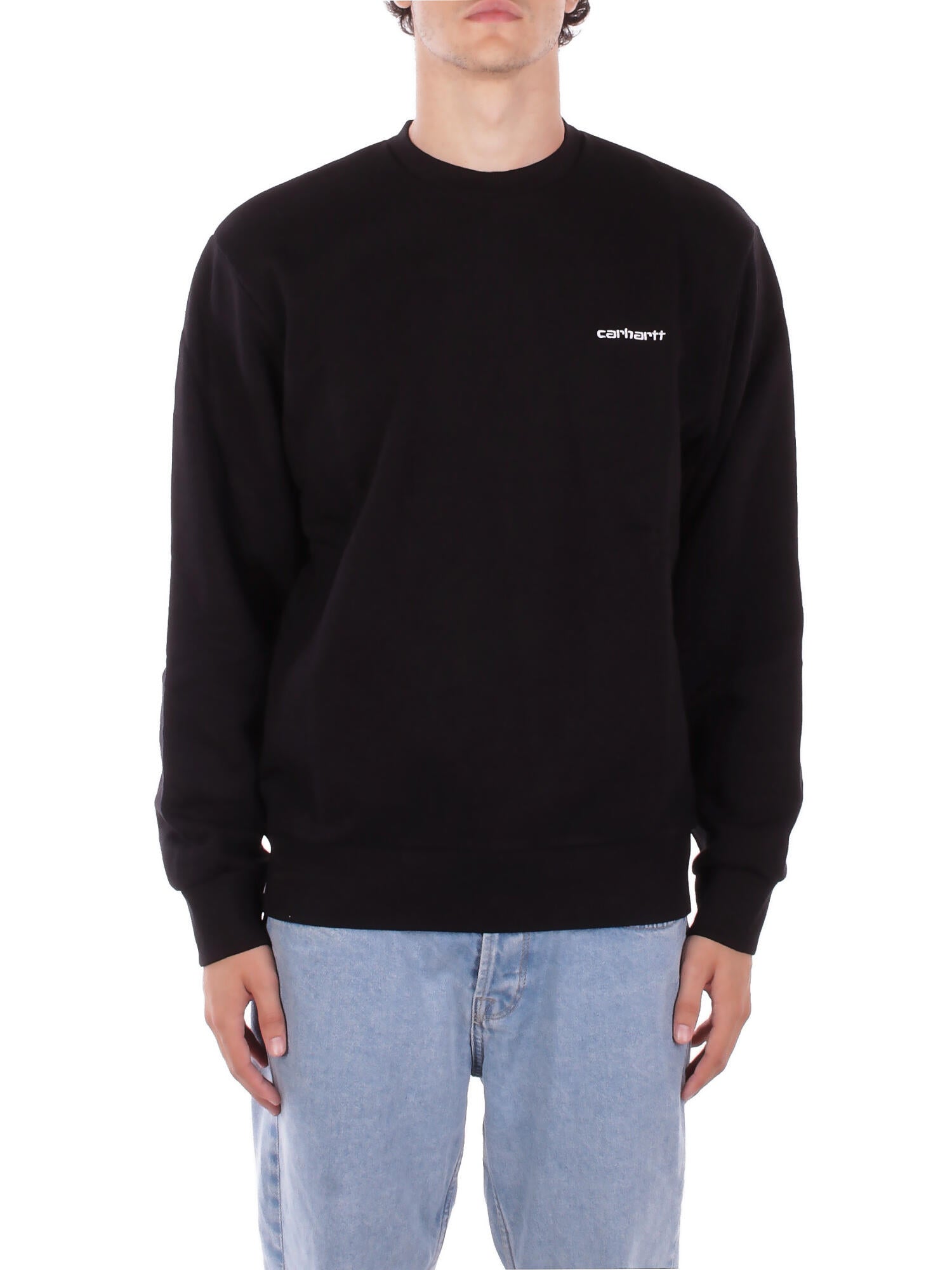 CARHARTT WIP Uomo Felpa I034496 0D2XX Script embroidered sweat Black white