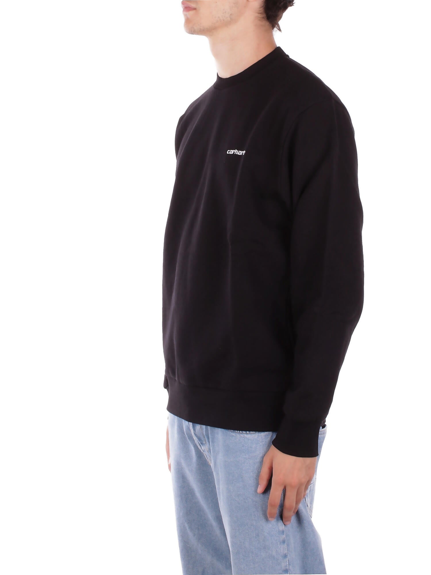 Image of CARHARTT WIP Uomo Felpa I034496 0D2XX Script embroidered sweat Black white